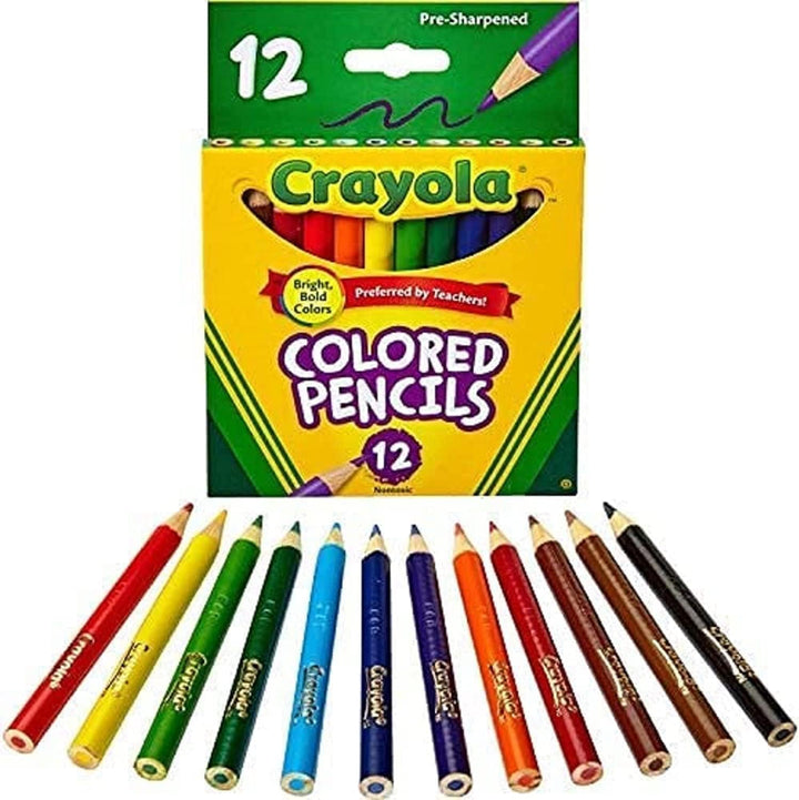 Crayola 4112 - 12 Half Length Colored Pencils, Multi-Color, Pre-Sharpened, Soft Thick Leads, Ideal for Kids Ages 3+