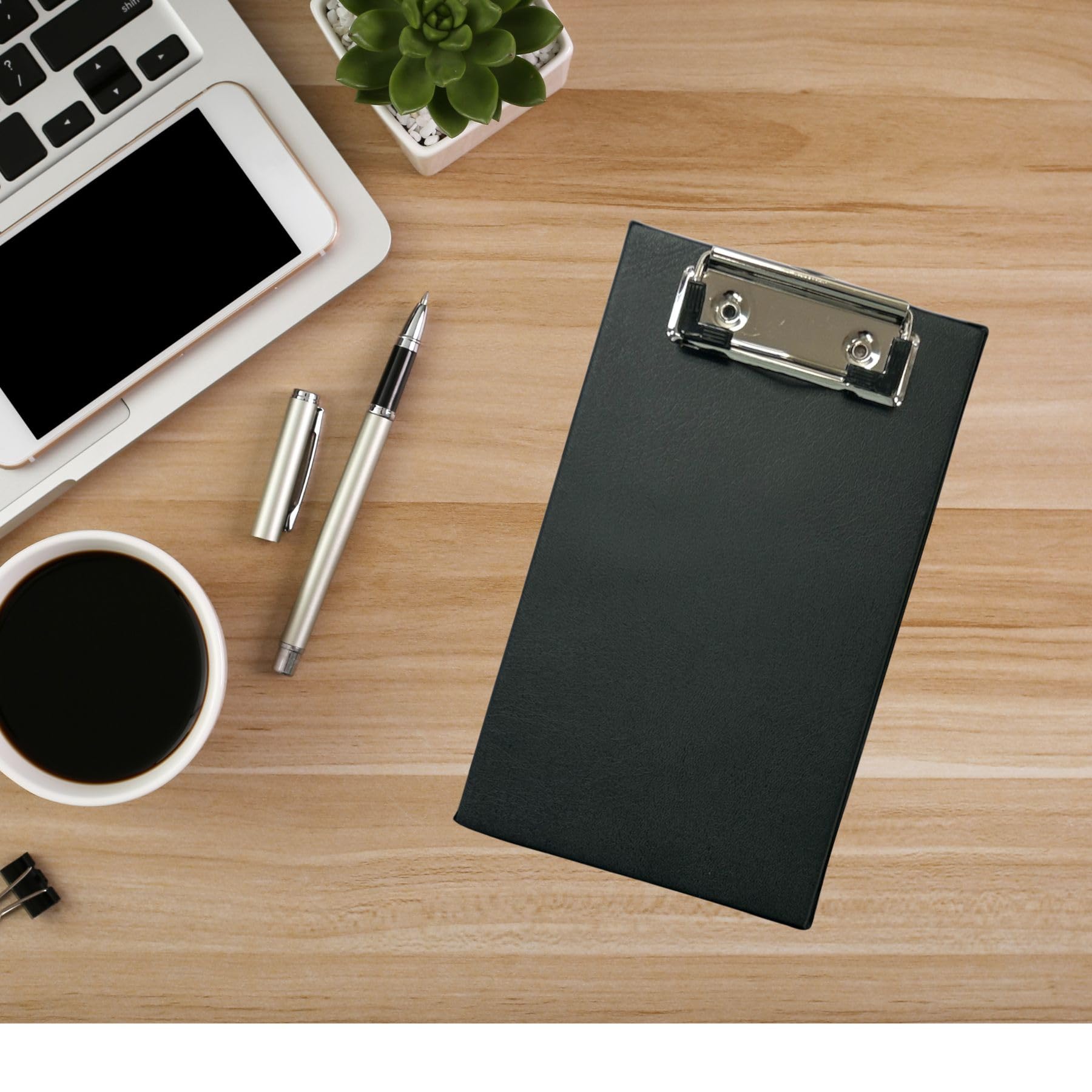 Janrax A6 Mini Clipboard - Black PVC Pocket Hardback Holder | 18.5 x 11cm | 25 Sheet Capacity 5