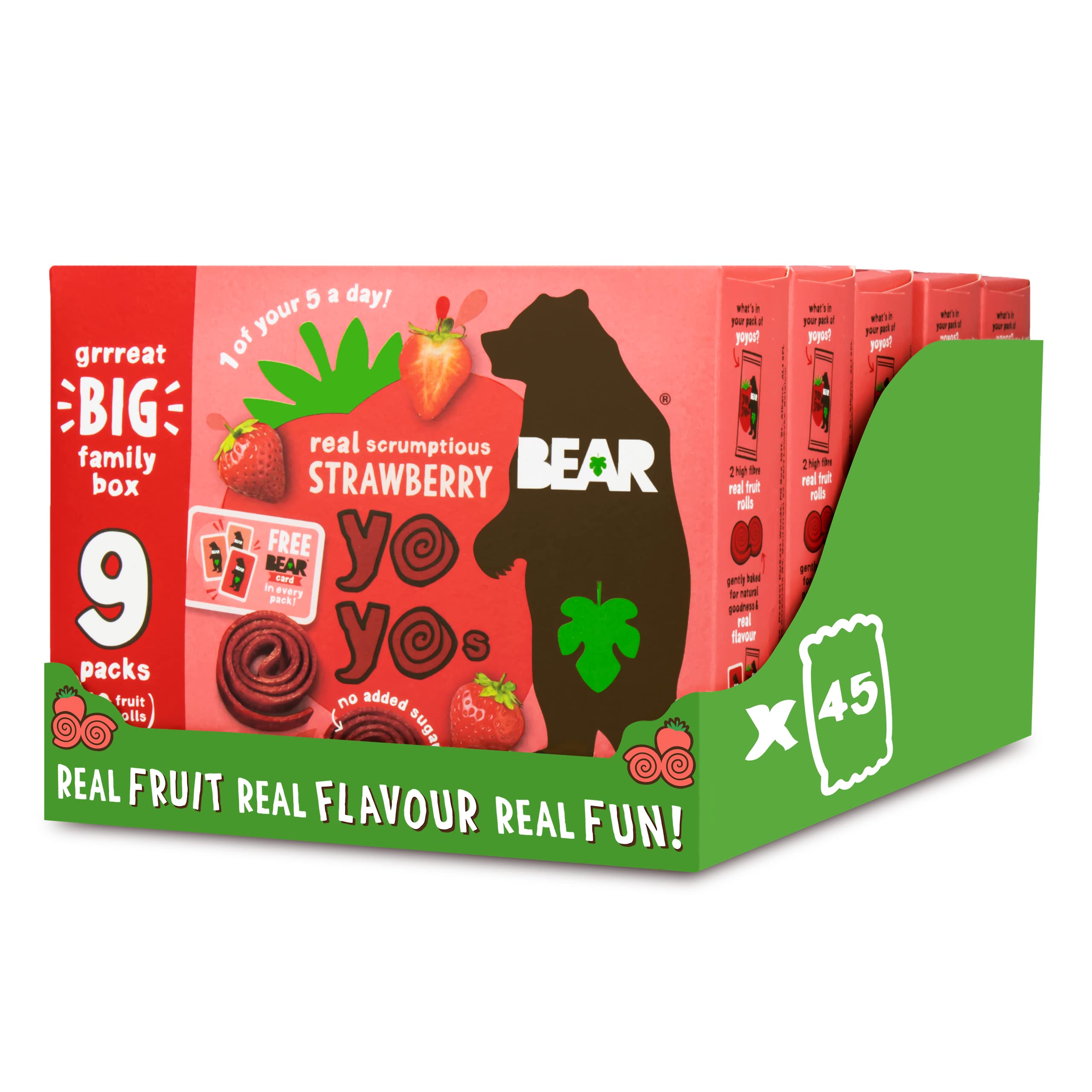 BEAR Strawberry Yoyos - Dried Fruit Rolls - No Added Sugar - Vegan - 20g (45 Packs) 1