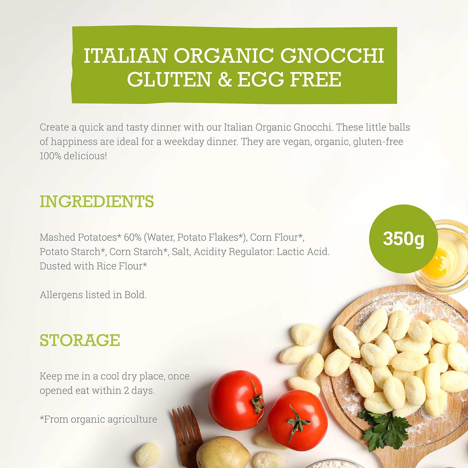 Mr Organic Gluten Free Gnocchi - Organic, Non-GMO, Preservative Free | 350g Pack 2