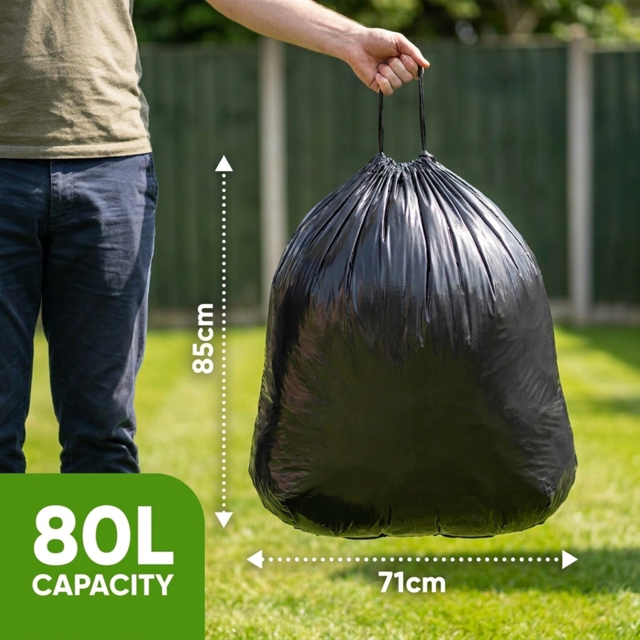 EcoBag Ultimate Embossed Drawstring Bin Liners - 80L Capacity, 10 Pack 2