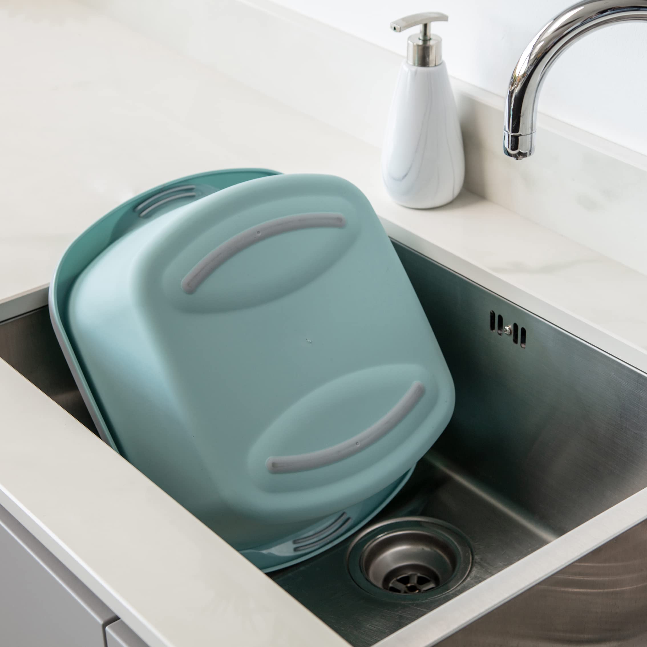 Addis Large Rectangular Washing Up Bowl - 9.5 Litre Capacity, White & Grey 5