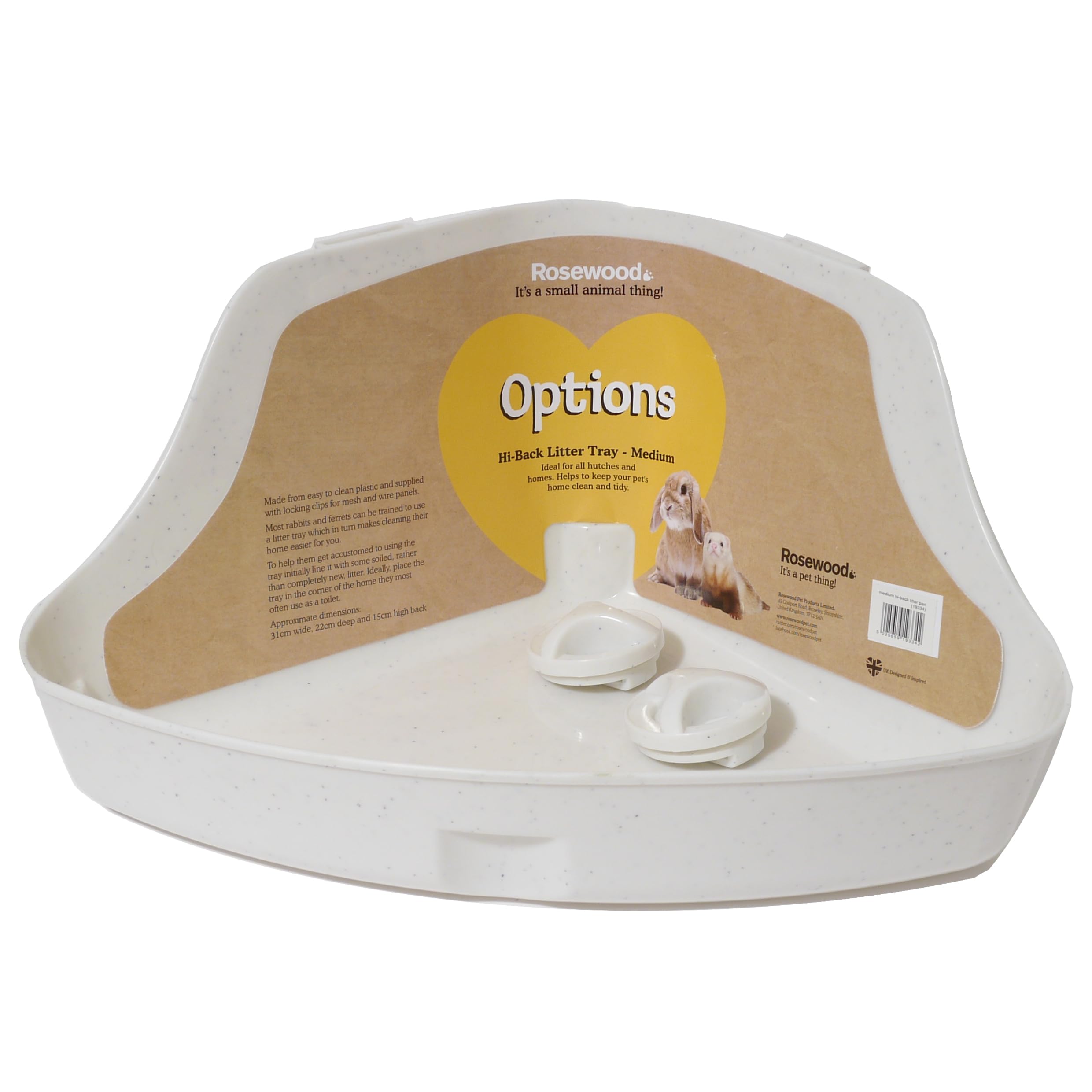 Rosewood Medium Corner Litter Tray for Rabbits and Ferrets | White | Easy to Clean