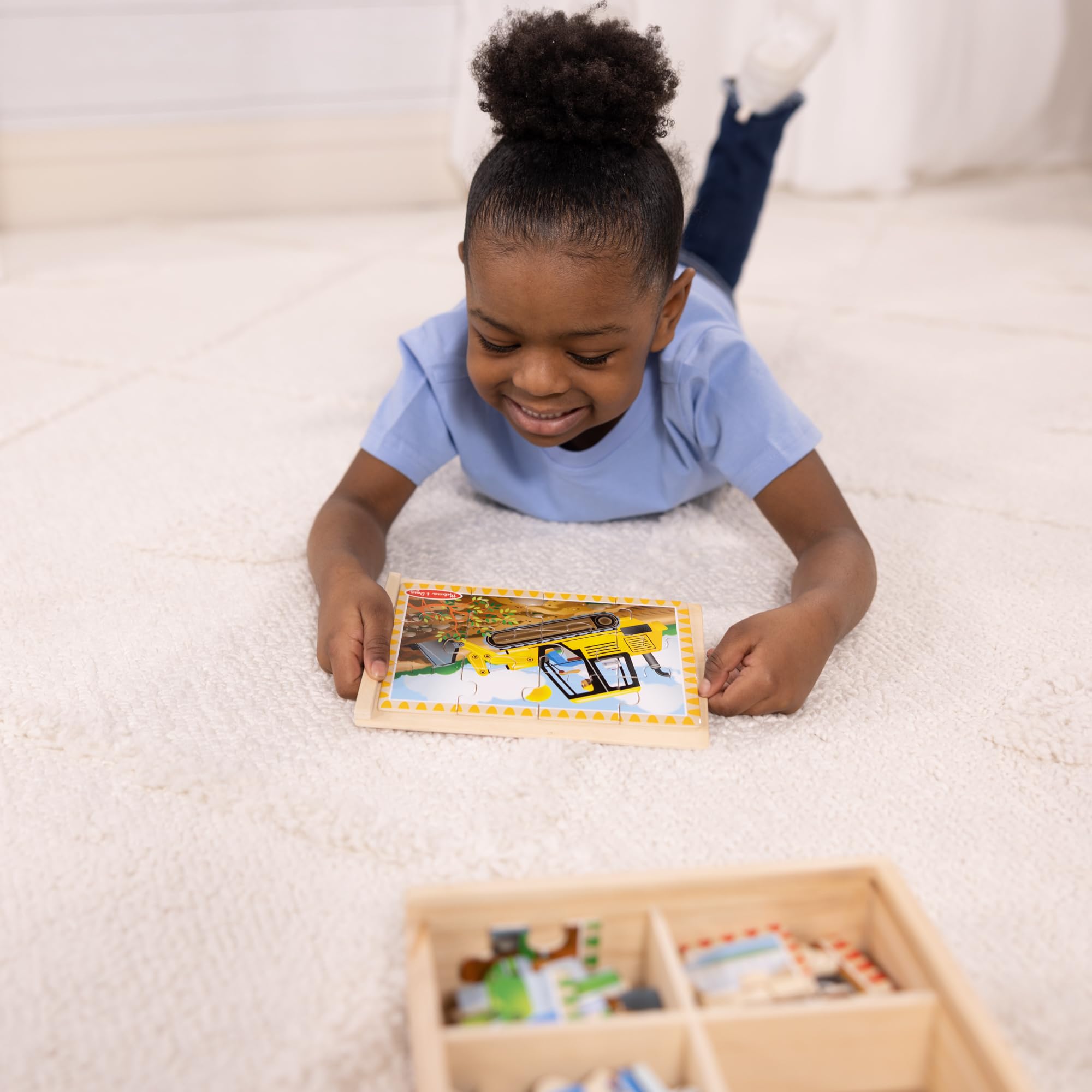 Melissa & Doug Construction Vehicles 4-in-1 Wooden Jigsaw Puzzles Set | 4 x 12 Pieces | Ages 3-6 8