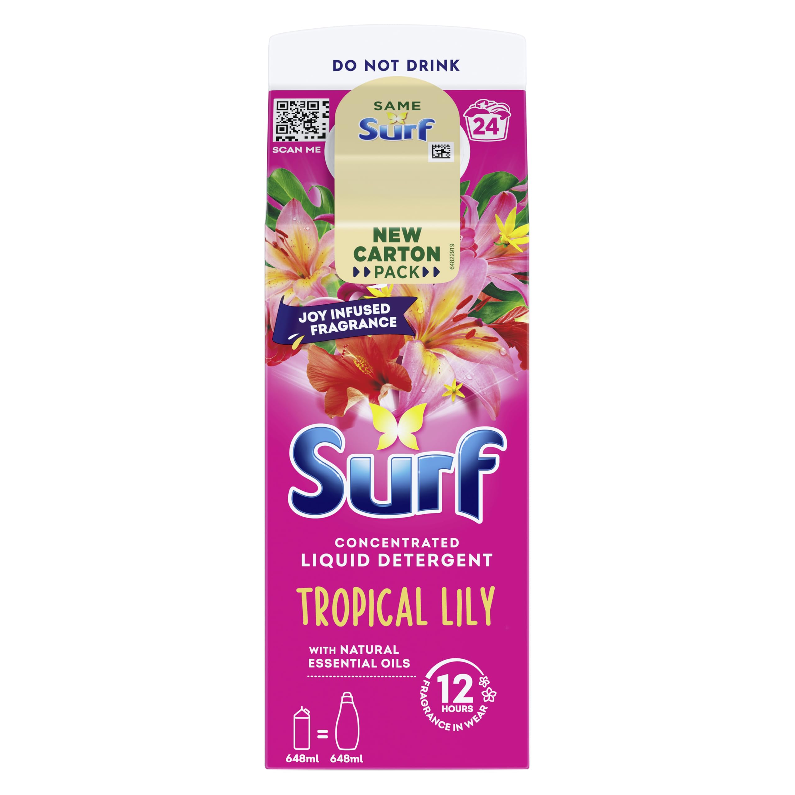 Surf Tropical Lily Laundry Washing Liquid Detergent (648 ml)