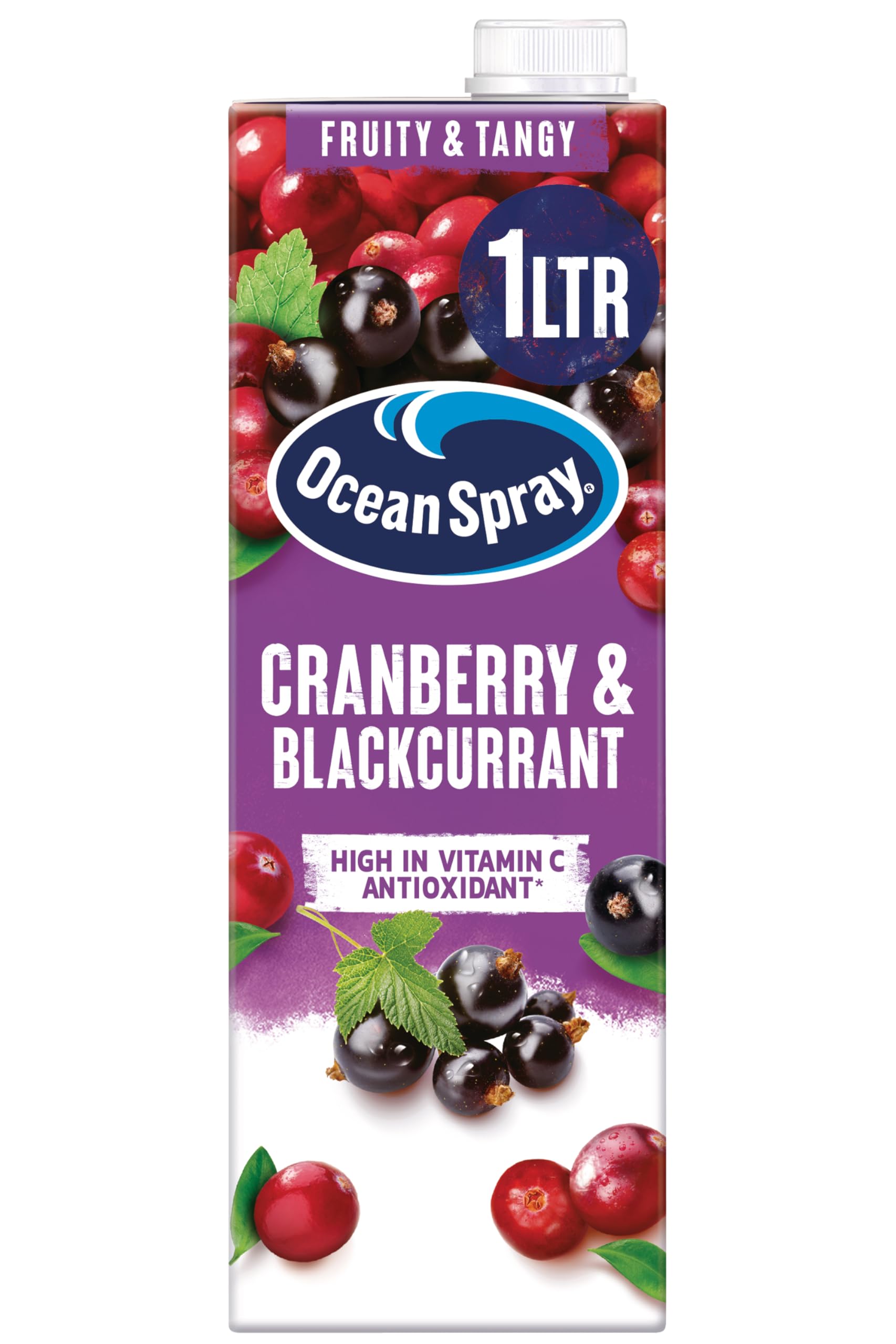 Ocean Spray Cranberry & Blackcurrant Juice Drink - 1L Carton | Rich in Vitamin C | No Artificial Sweeteners