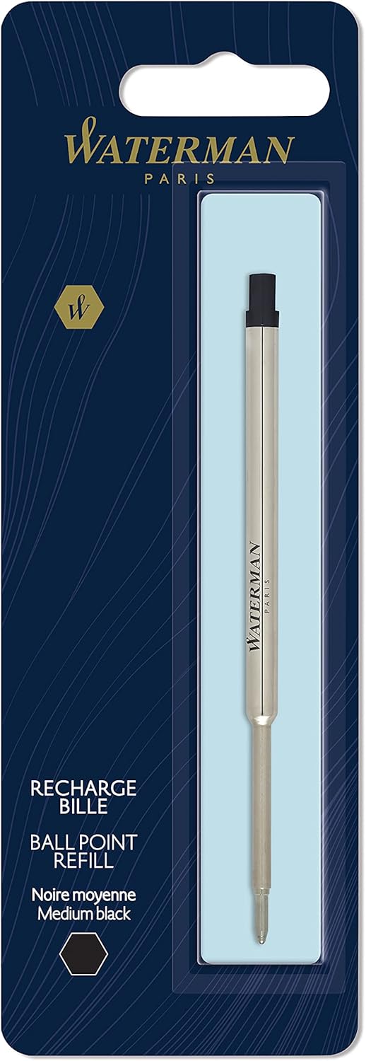 Waterman - Ballpoint Pen Refill Medium Tip with Black Ink, 1 Count