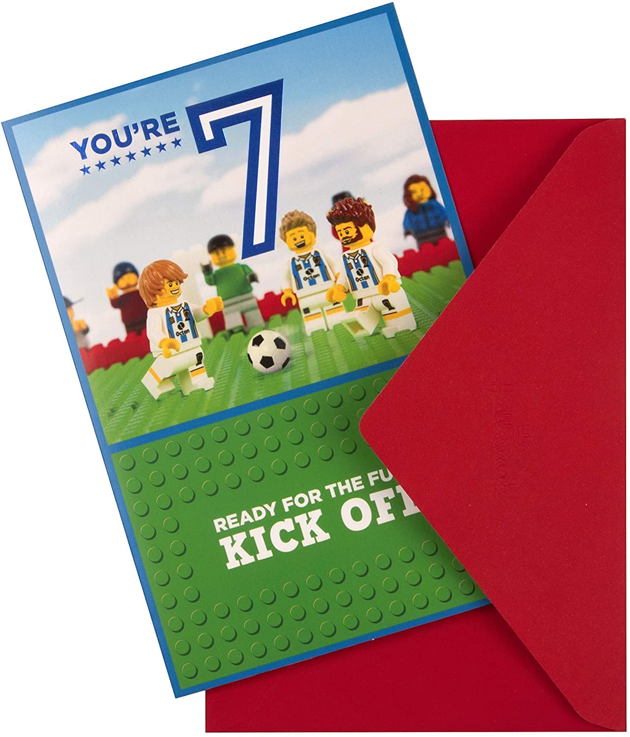 Hallmark Age 7 Birthday Card - Lego Football Design with Blue Foil 4