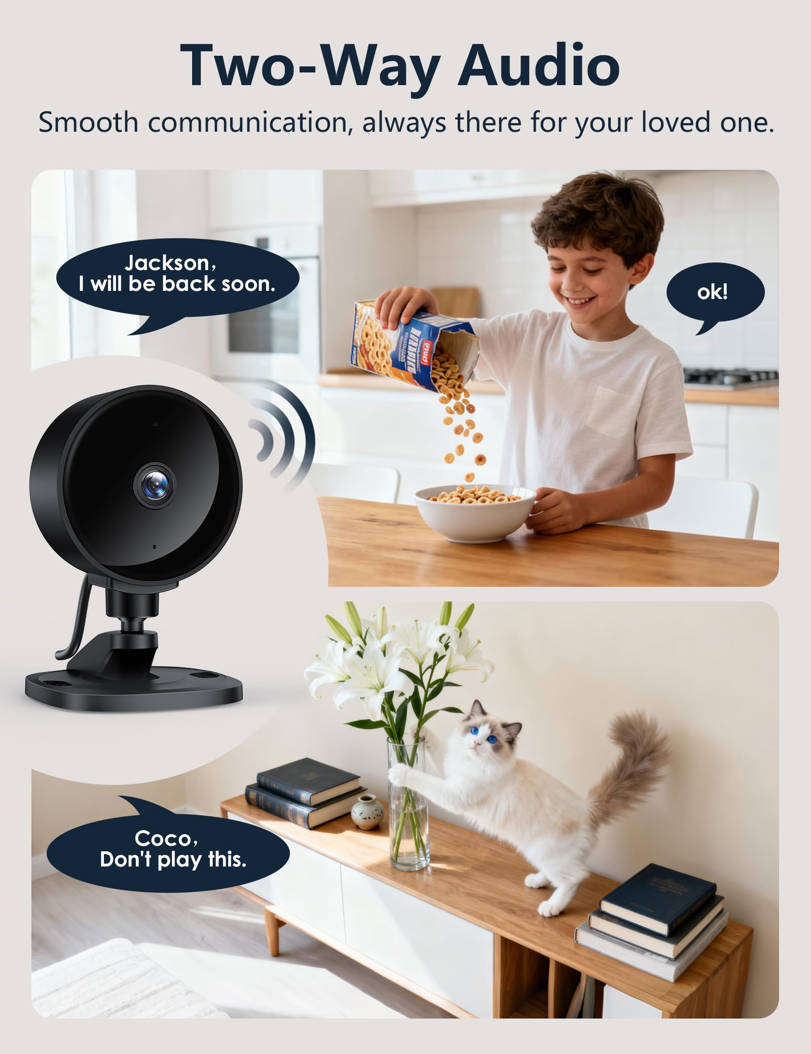 Surfola 1080P Indoor Security Camera - 2 Way Audio, Night Vision, Wi-Fi Connectivity 5