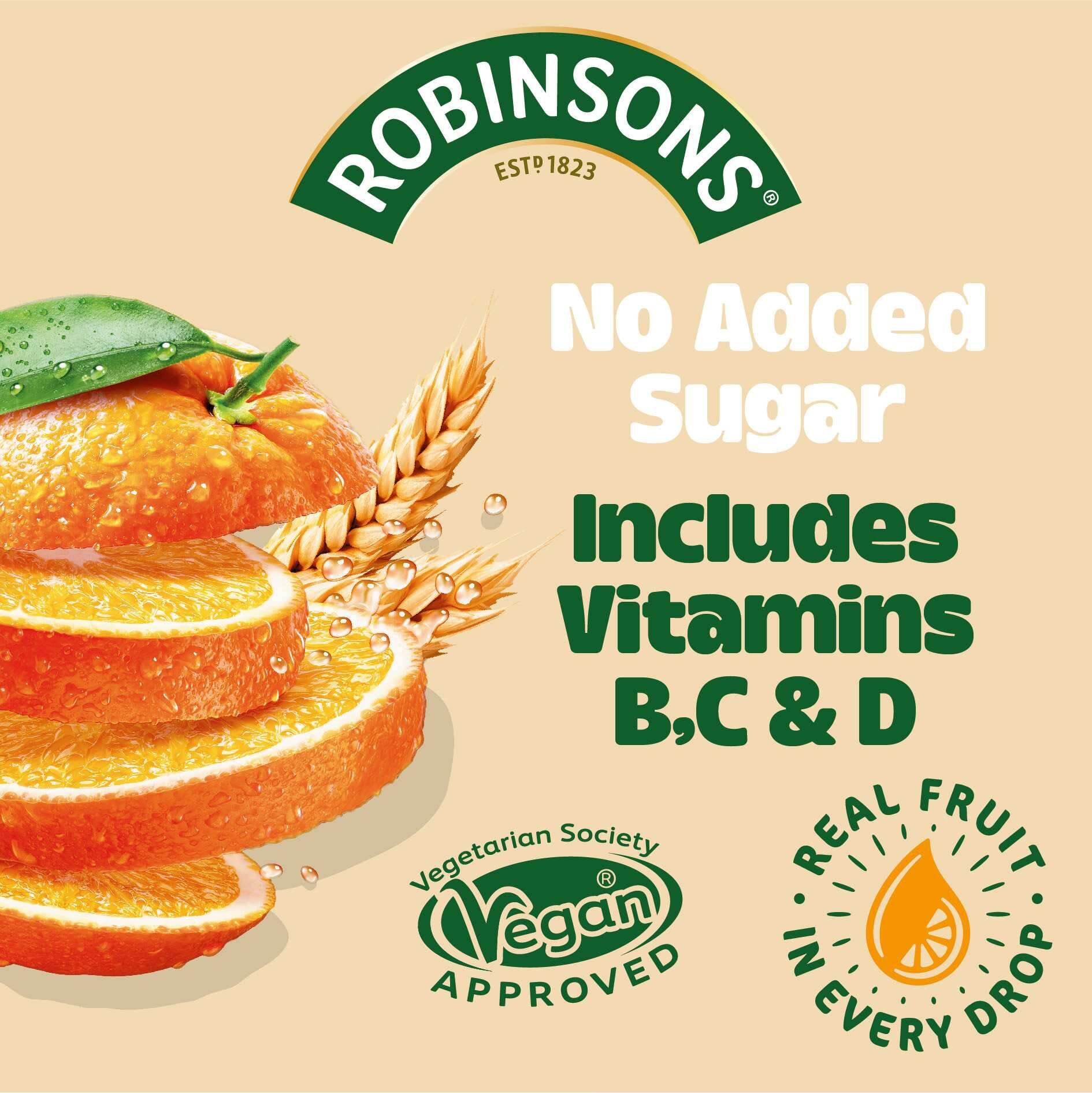 Robinsons Fruit & Barley Orange Squash Concentrate | 1L Bottle | No Added Sugar 3