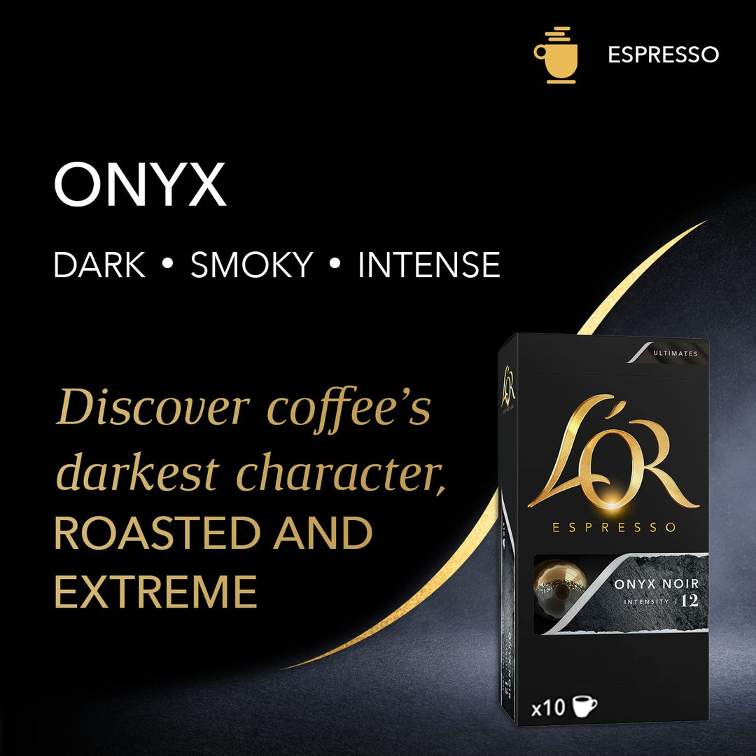 L'OR Espresso Onyx Coffee Pods x10 - Intensity 12 (Pack of 10, 100 Capsules)