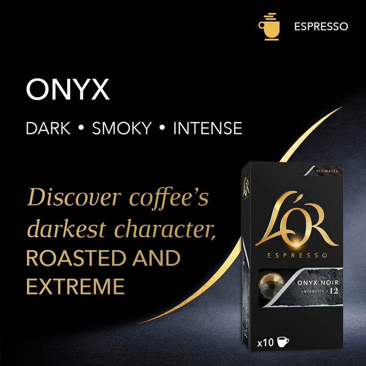 L'OR Espresso Onyx Coffee Pods x10 - Intensity 12 (Pack of 10, 100 Capsules)