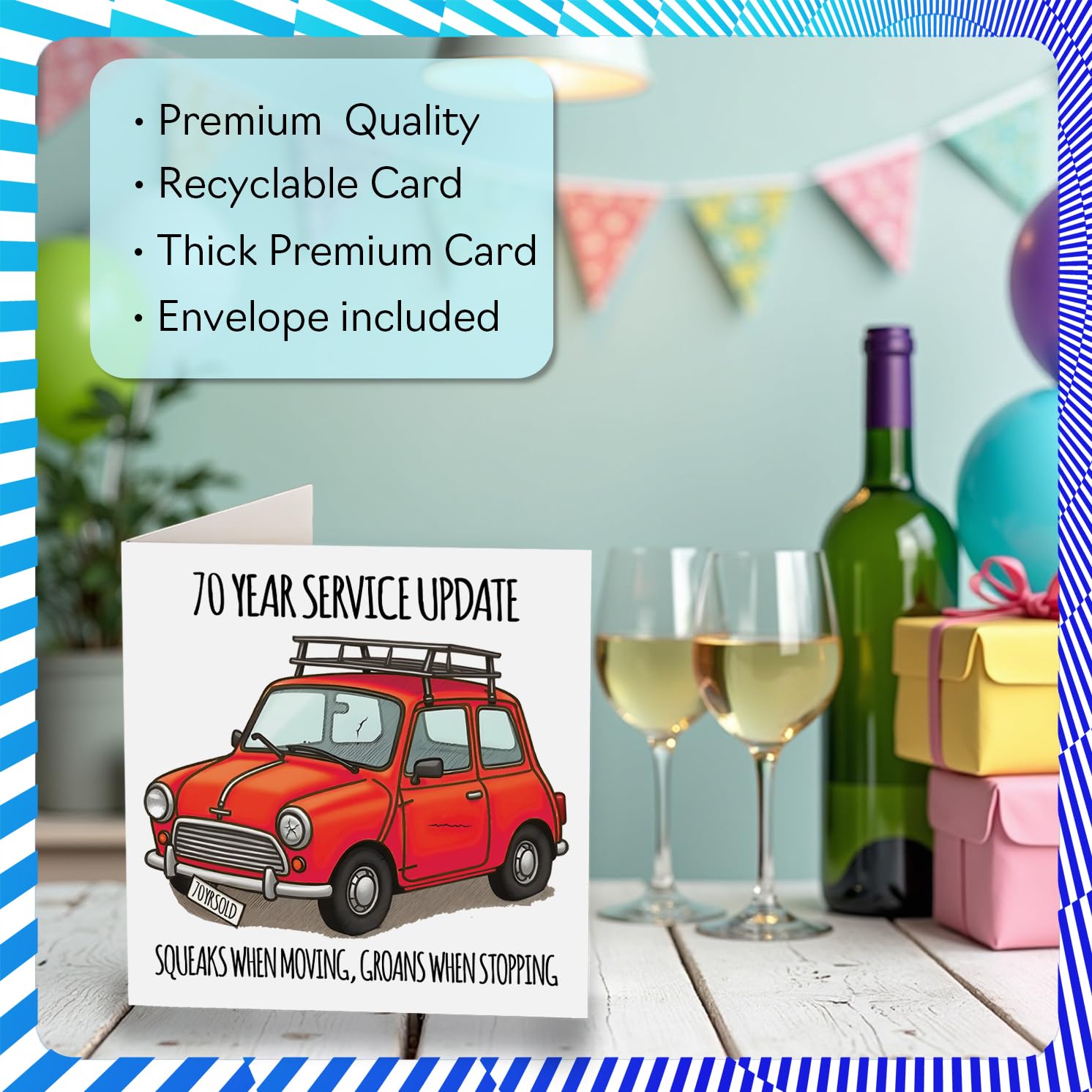 Stuff4 70th Birthday Card for Men & Women | 145mm Square Greeting Card | Funny Service Theme 3
