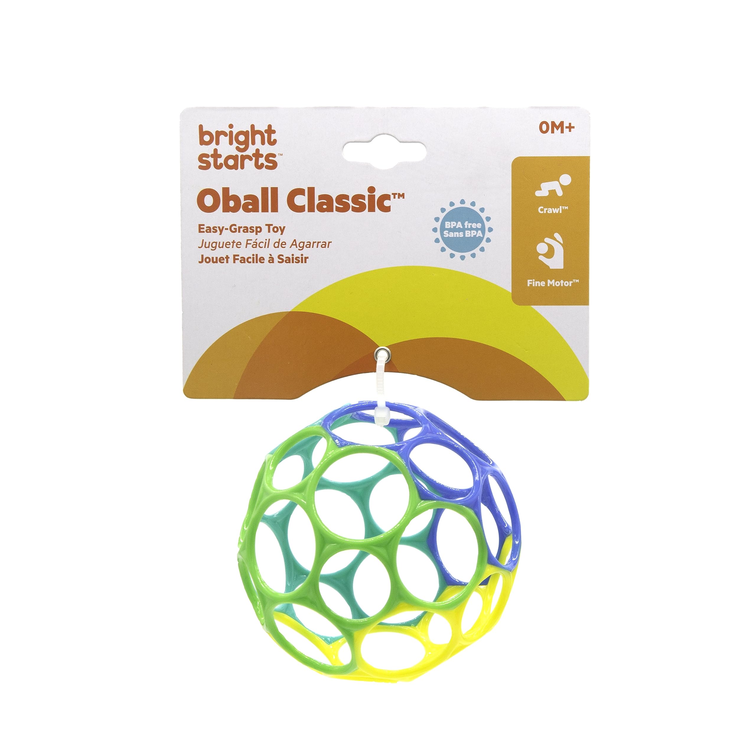 Bright Starts Oball Classic Easy-Grasp Toy - 32-Finger Holes for Newborns 0-3 Years 8