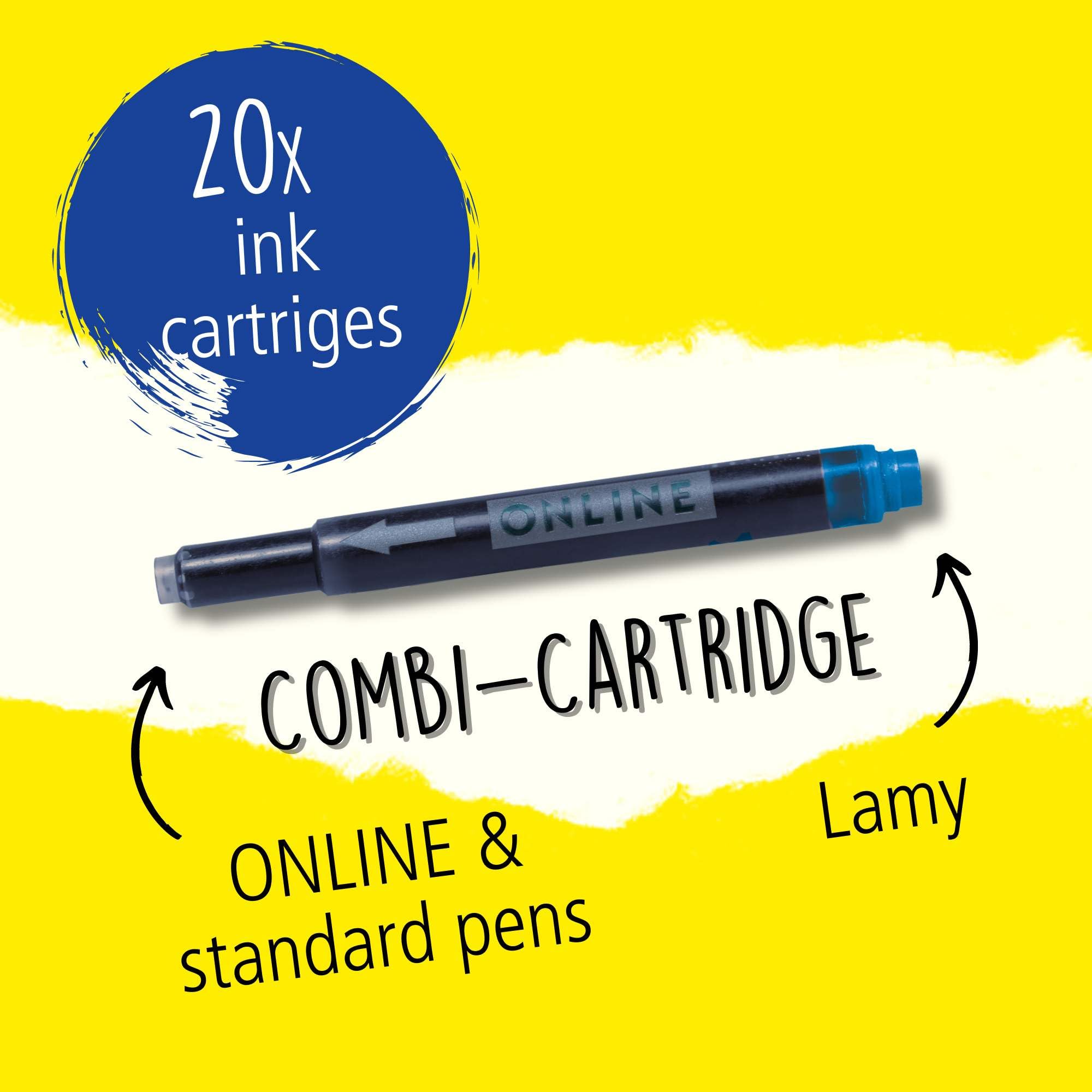 Online Universal Double-Sided Fountain Pen Refills - Royal Blue Ink | 4-Pack Maxi Size 4