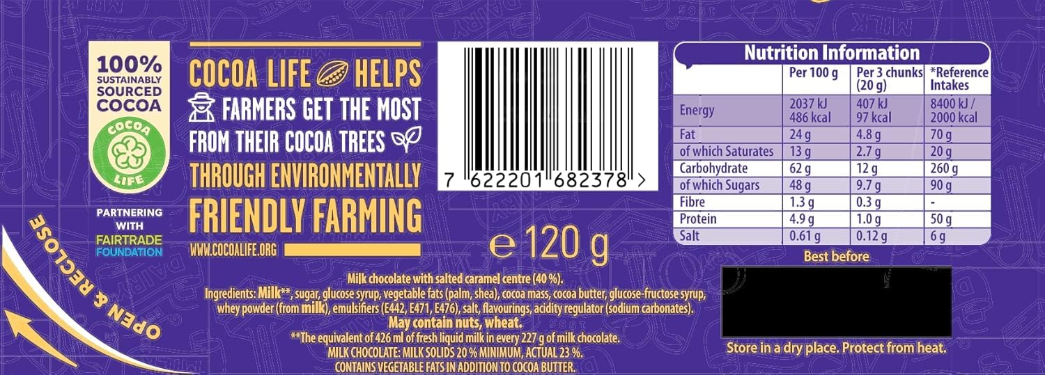 Cadbury Dairy Milk Salted Caramel Chocolate Bar with Daim Crunch, 120g 11