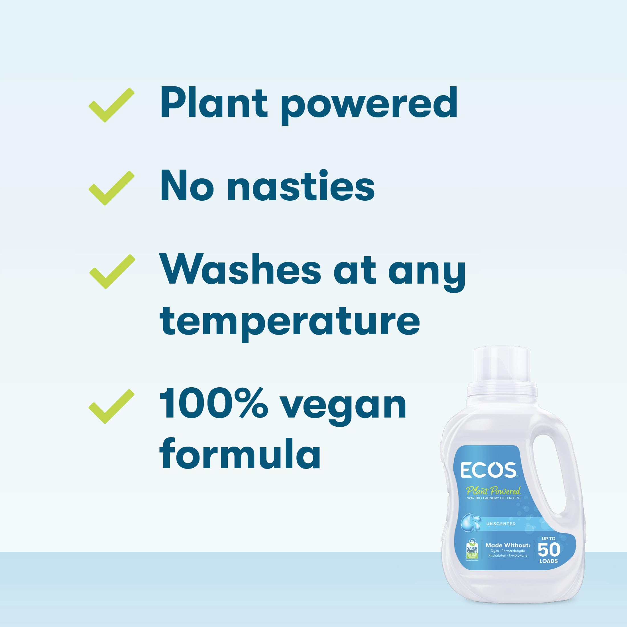 ECOS Laundry Detergent - Fragrance Free, Plant Based, for Sensitive Skin, 1.5 L 2