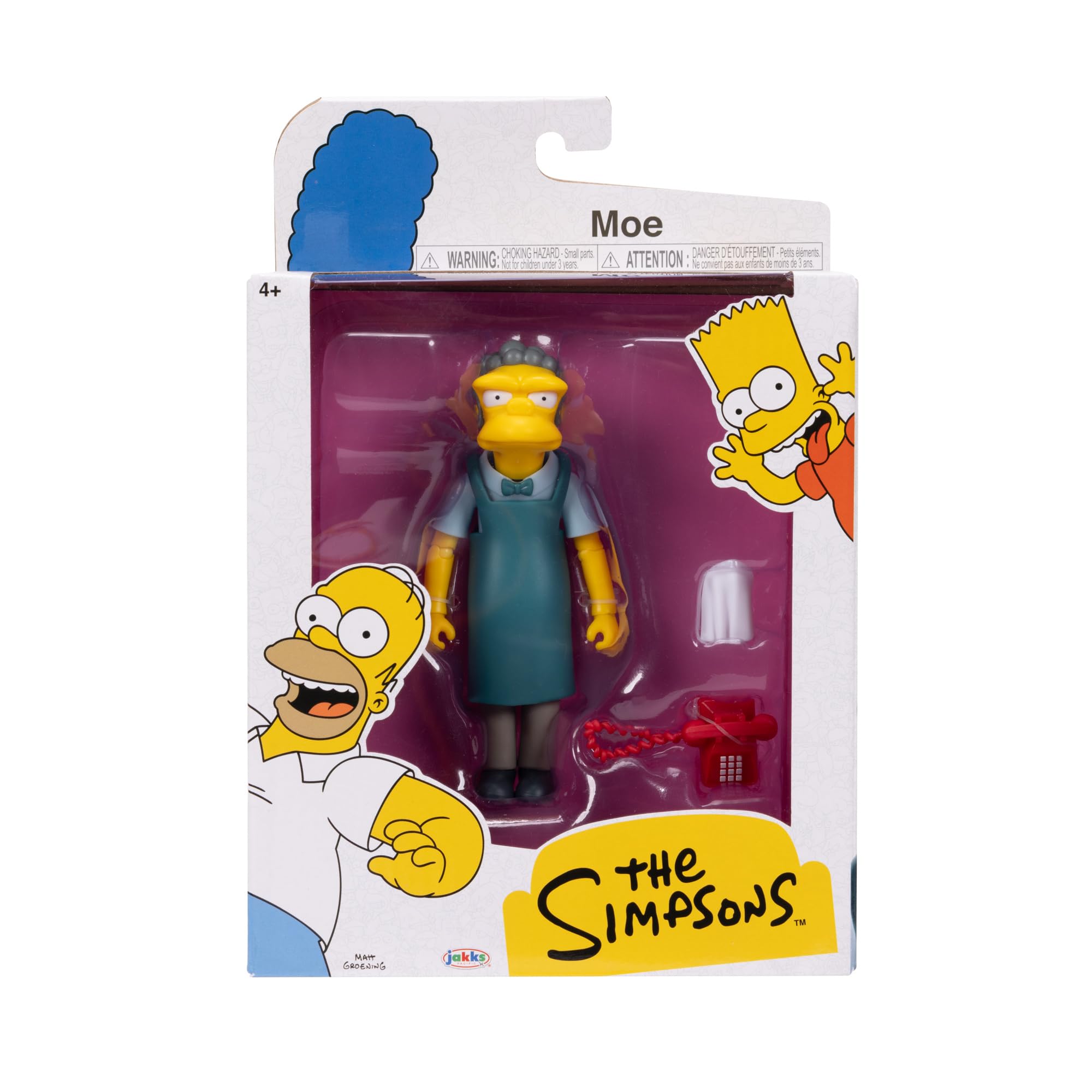 JAKKS Pacific The Simpsons - Moe Szyslak 12.7cm Articulated Action Figure with Phone & Dishcloth Accessory 13