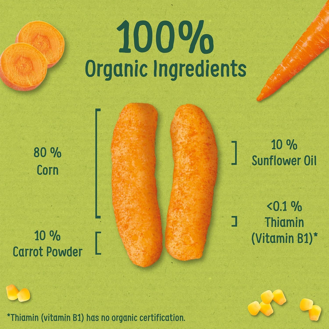 Organix Melty Carrot Puffs, Organic Baby Snack, Finger Food, Multipack, 4 x 216g
