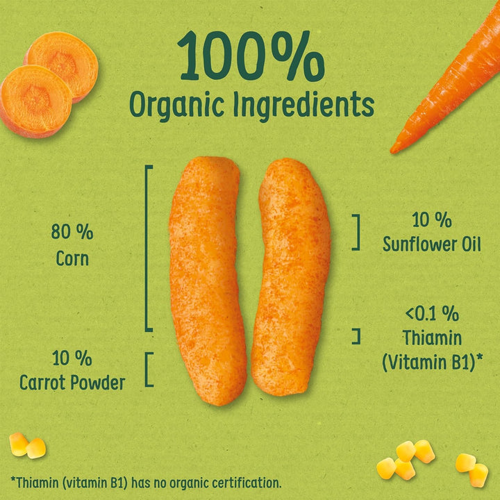 Organix Melty Carrot Puffs, Organic Baby Snack, Finger Food, Multipack, 4 x 216g
