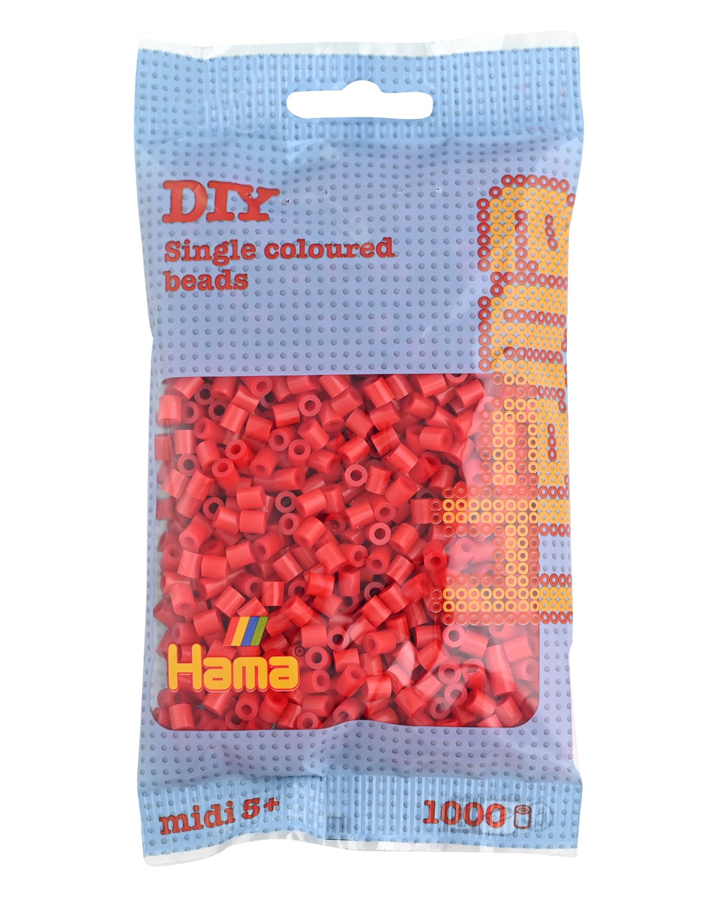 Hama Midi Beads - Red Plastic Craft Beads | 1000 Pieces | Ages 5+