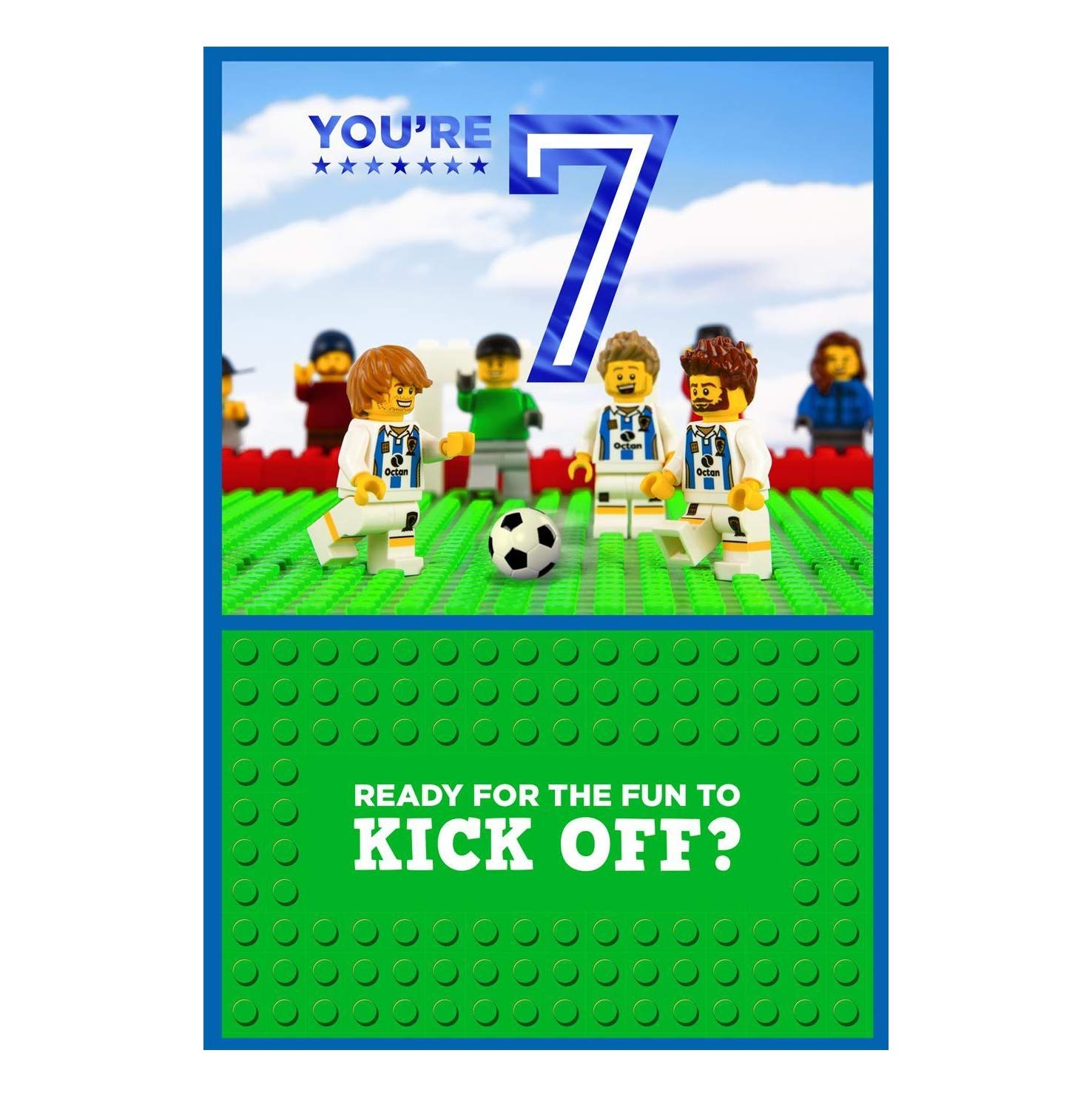 Hallmark Age 7 Birthday Card - Lego Football Design with Blue Foil 1