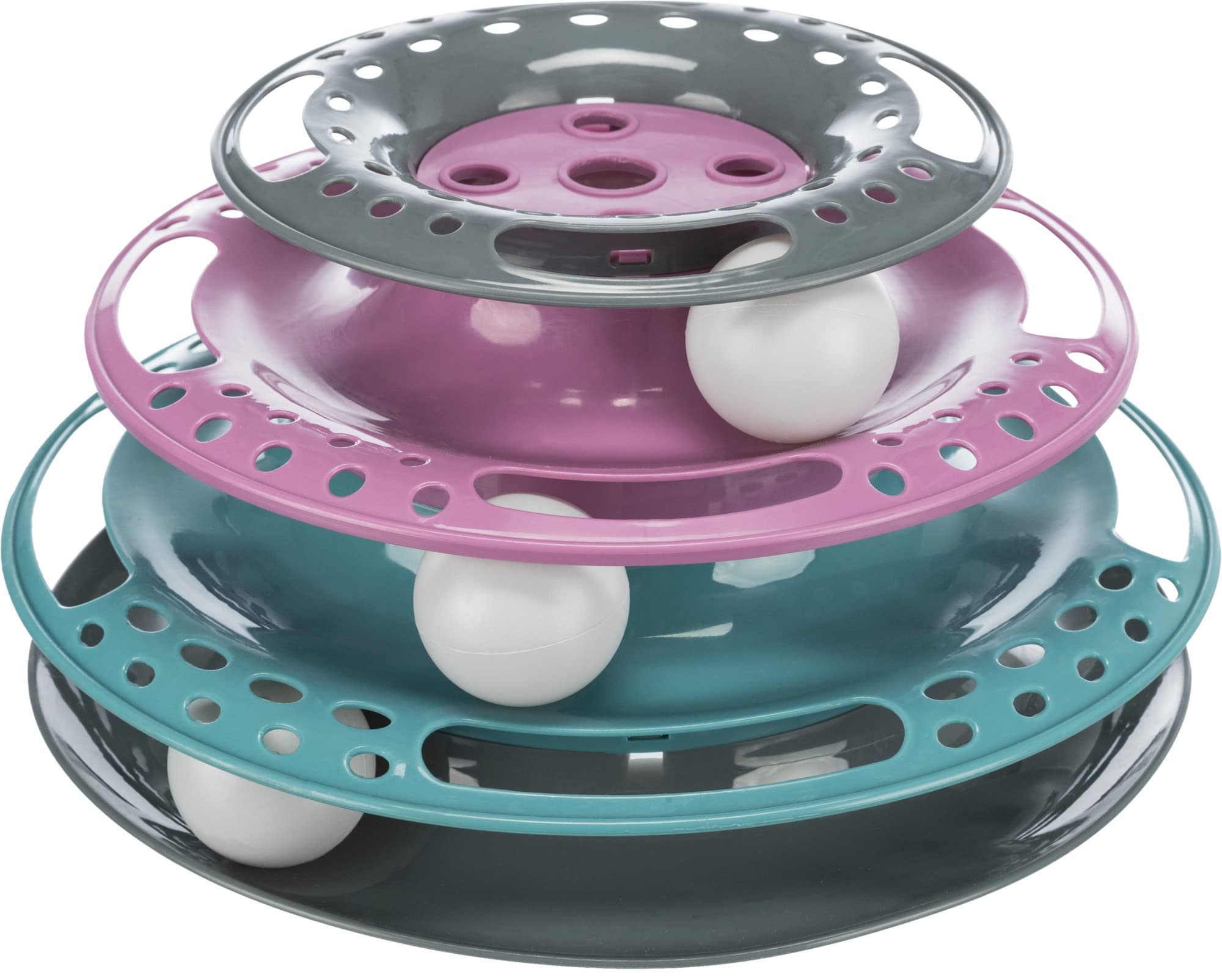 TRIXIE Cat Circle Tower Catch The Balls - Multi-Level Play Tower | Durable Plastic | 25cm Diameter