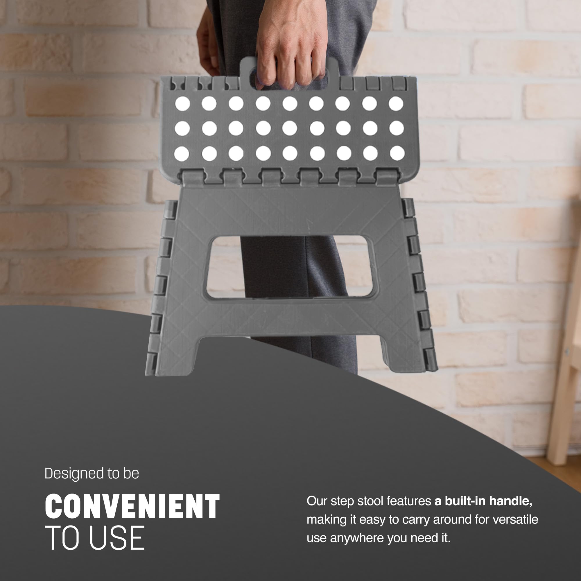 KEPLIN 9 Inch Heavy Duty Folding Step Stool | Plastic | Supports up to 150kg | Grey 4