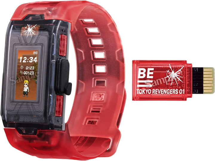 BANDAI - Vital Bracelet BE Tokyo Revengers Set Digital Pet Watch (Red Transparent Strap)