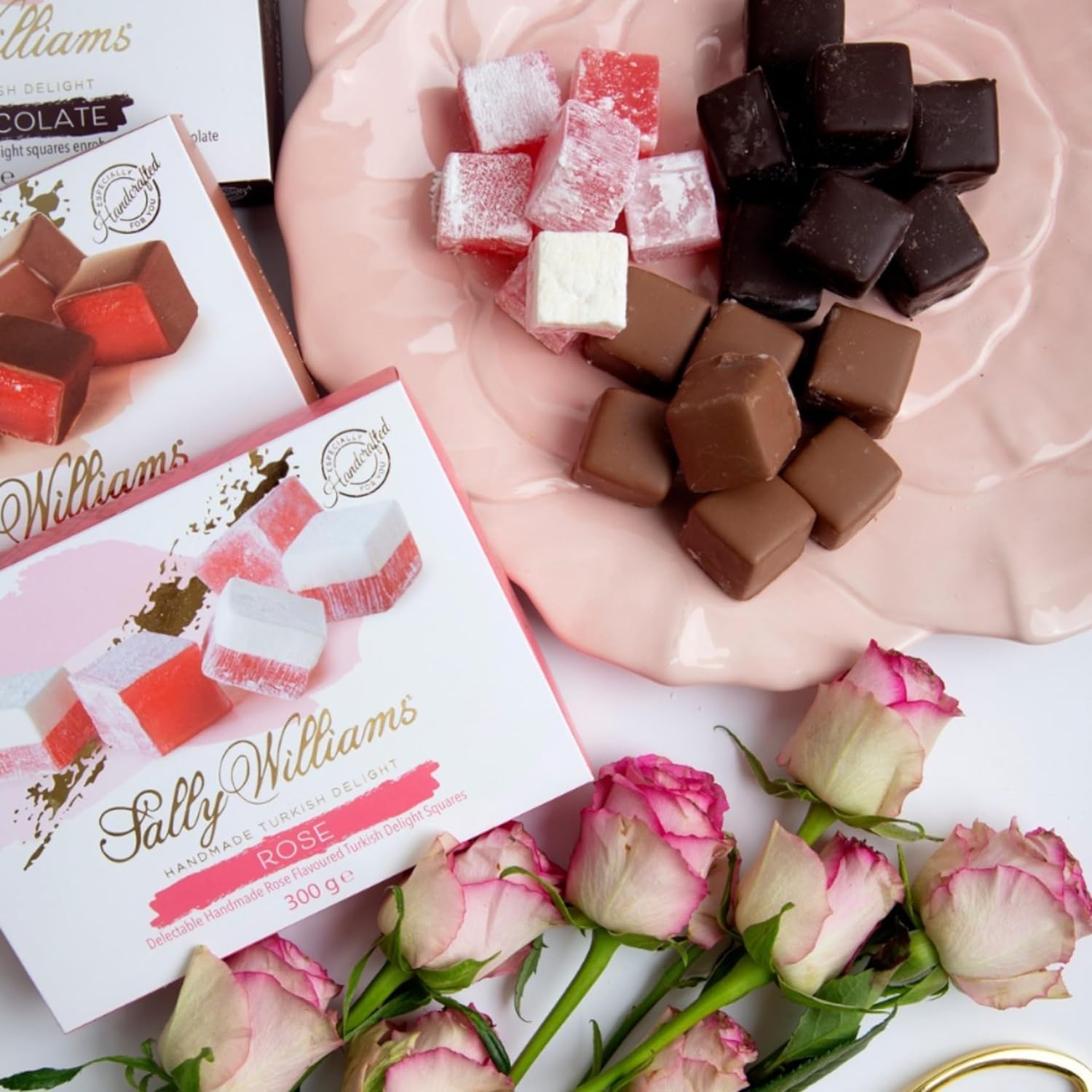 Sally Williams Luxury Dark Chocolate Enrobed Rose Turkish Delight, 300g 13