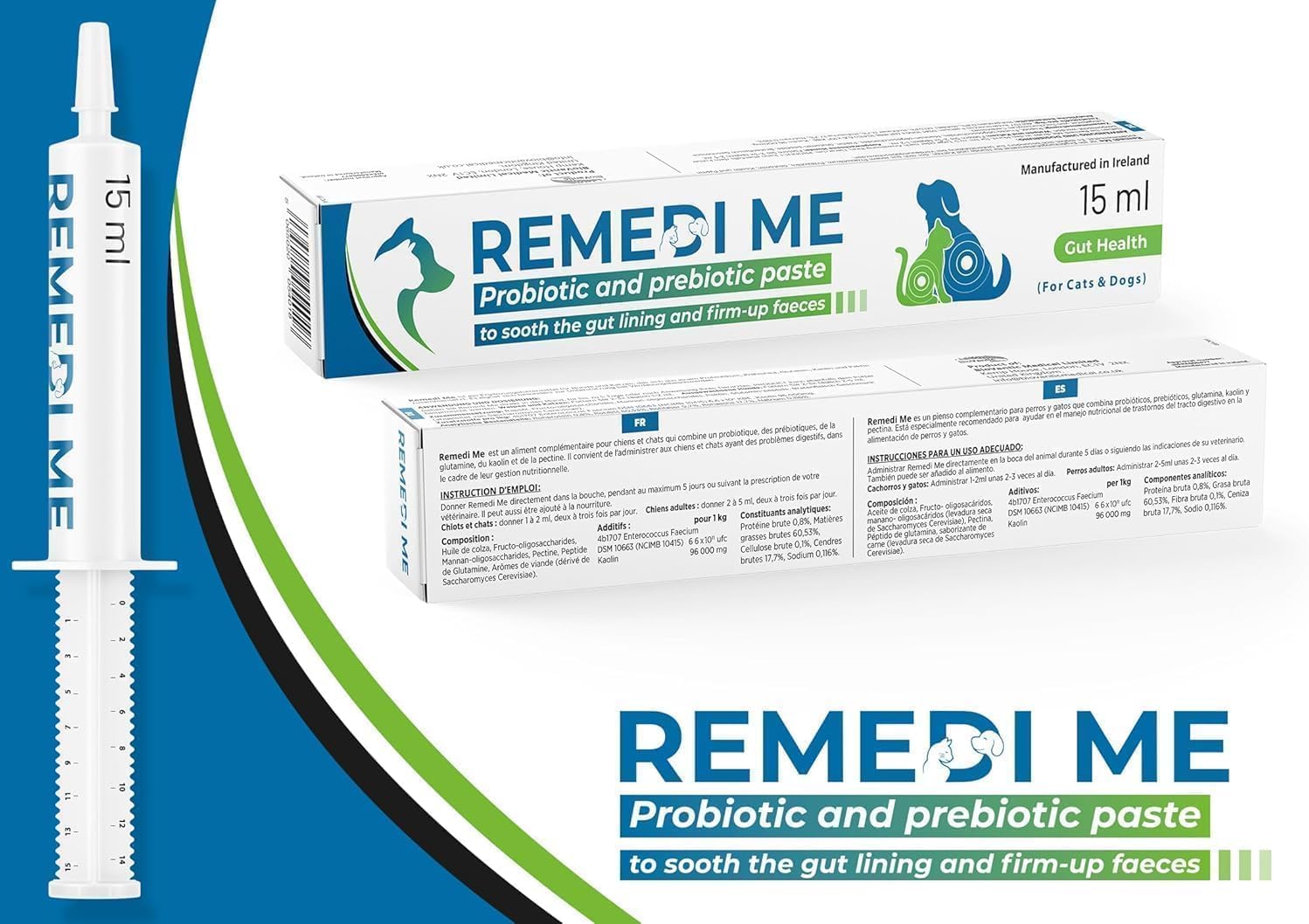 Remedime Probiotic & Prebiotic Paste for Dogs & Cats - Soothes Gut Lining & Firms Stool | 30ML