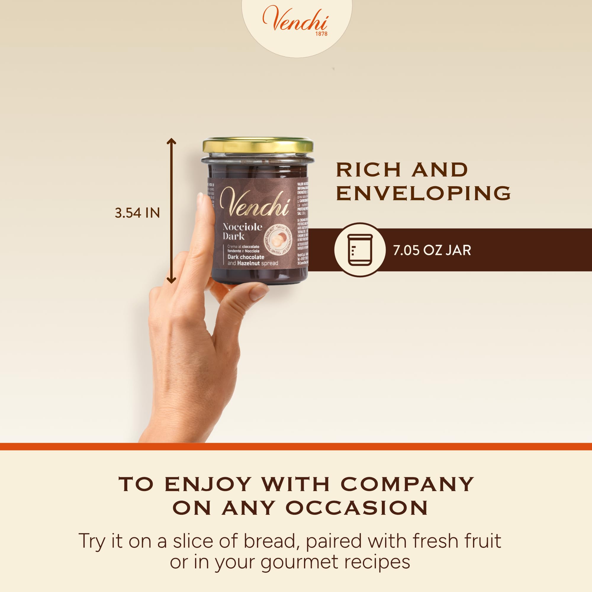 Venchi Dark Chocolate and PGI Piedmont Hazelnut Spread - Gluten Free | 200g 6