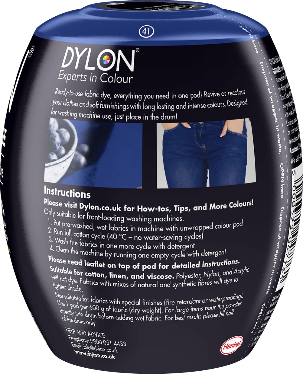 Dylon Washing Machine Fabric Dye Pod - Jeans Blue, 350g