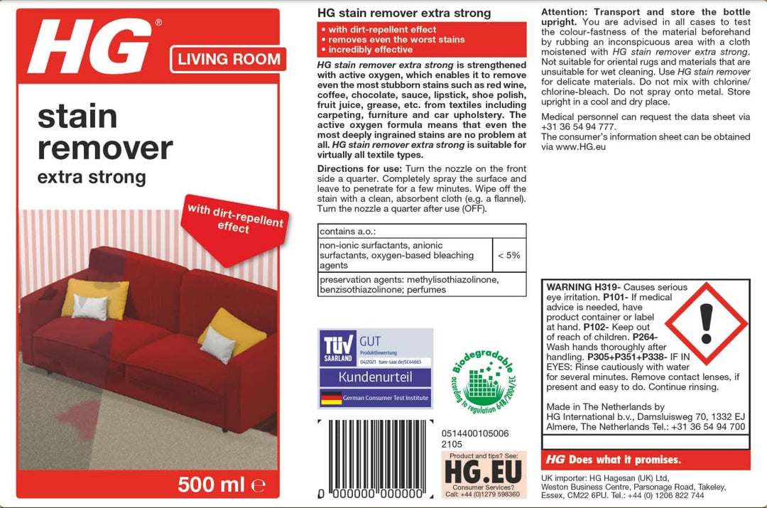 HG - Stain Remover Extra Strong Carpet & Upholstery Cleaner Spray (500ml)