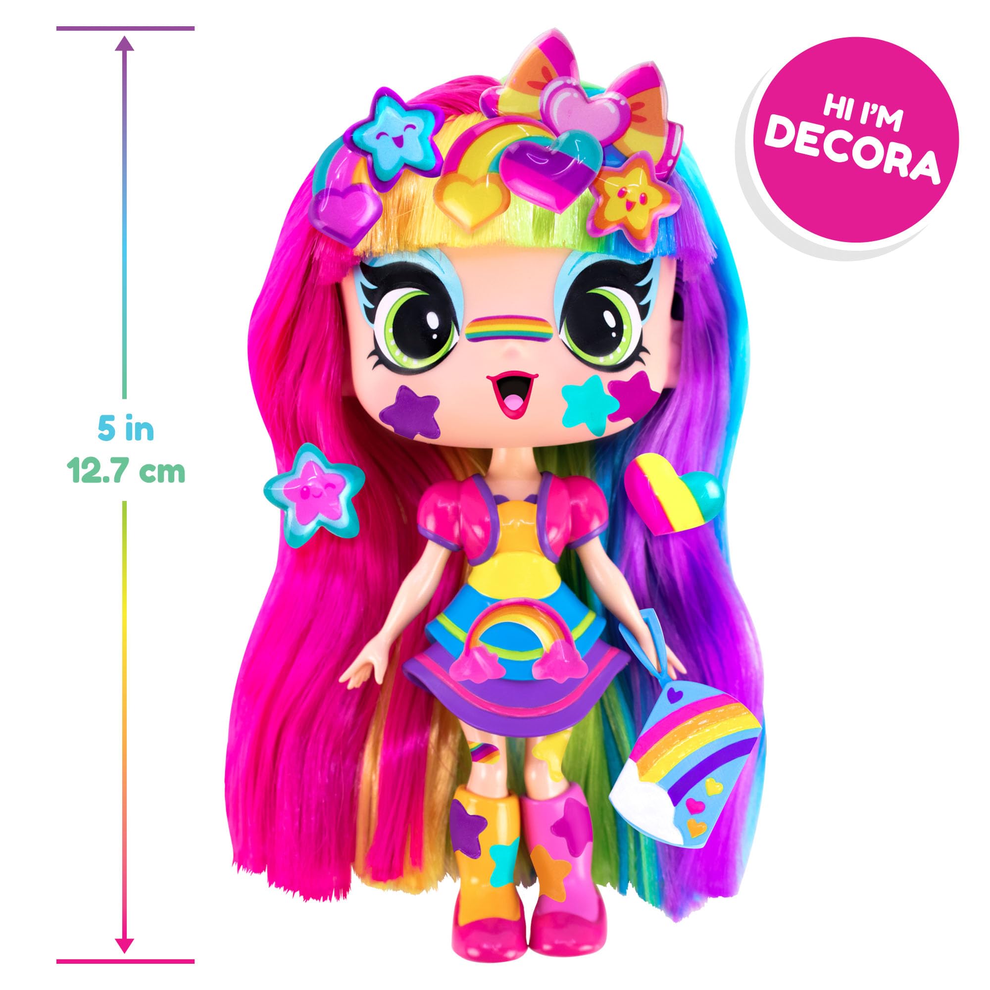 John Adams Decora Girlz 5" Sticker 'n' Style Fashion Doll - Collectible Vinyl Doll with 44 Accessories 9