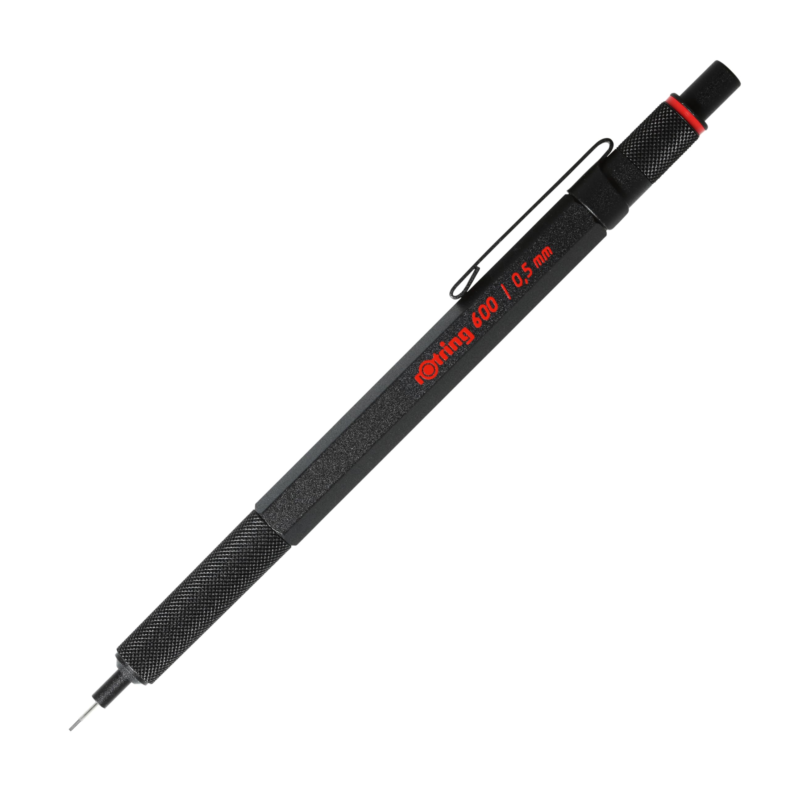 rOtring 600 Mechanical Pencil - 0.5 mm Lead | Black All-Metal Body | Knurled Grip for Drawing & Writing 1