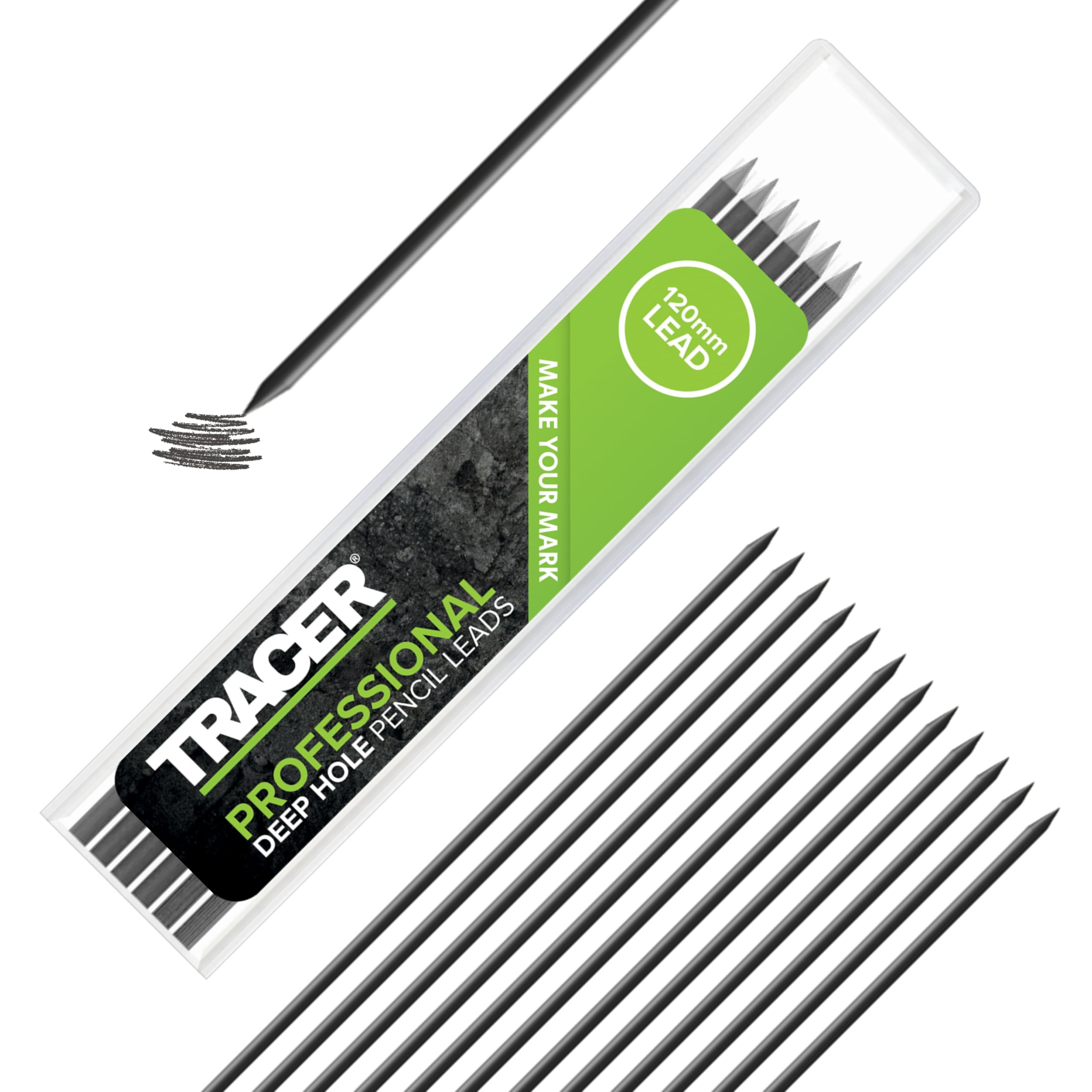 Tracer 2.8mm Graphite Mechanical Pencil Leads - 12 Pack, 2B Hardness | Water Resistant 1