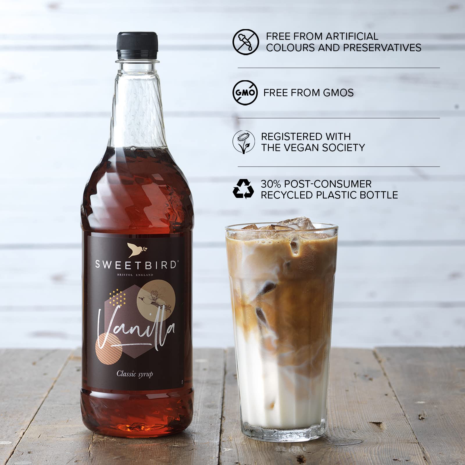 Sweetbird Vanilla Syrup - 1 Litre Bottle | Vegan Friendly | Made in UK 3