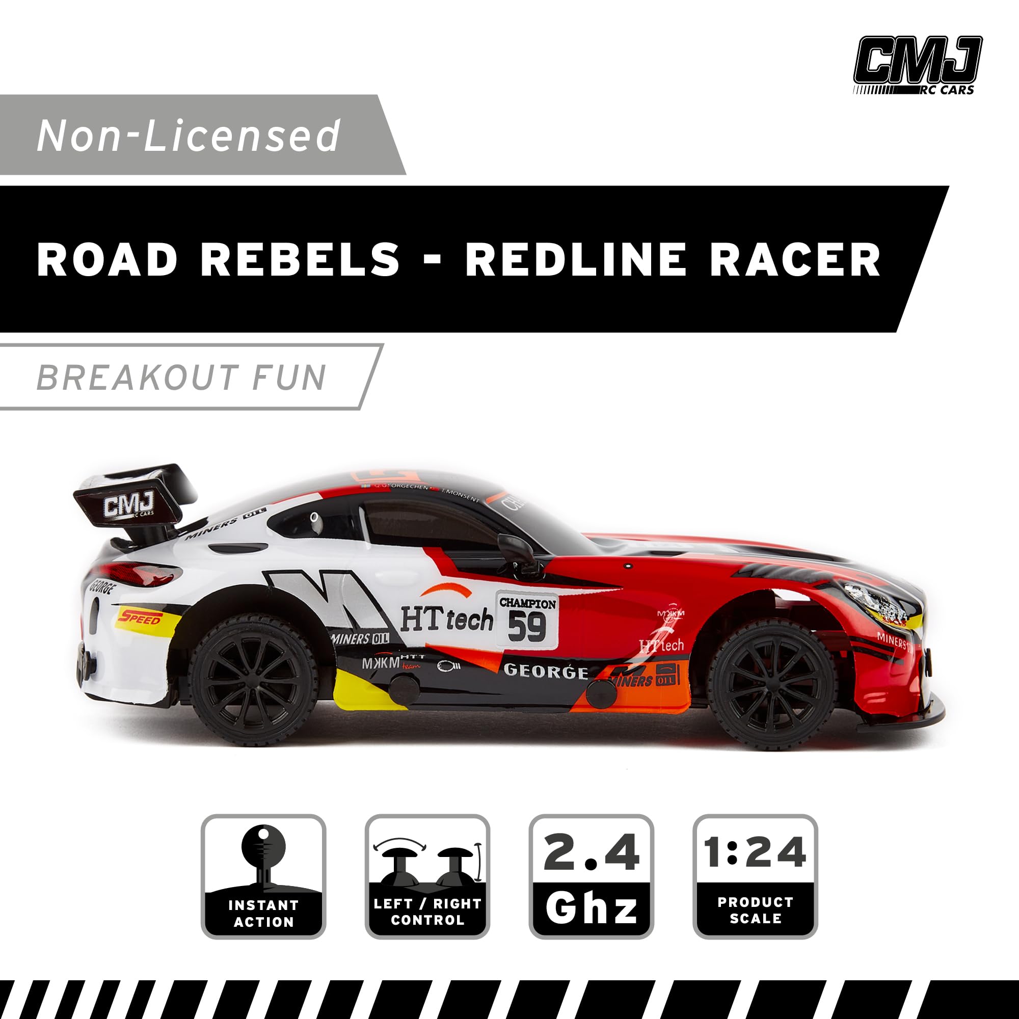 Road Rebel Redline Racer - 1:24 Scale RC Car with 2.4GHz Remote Control 13