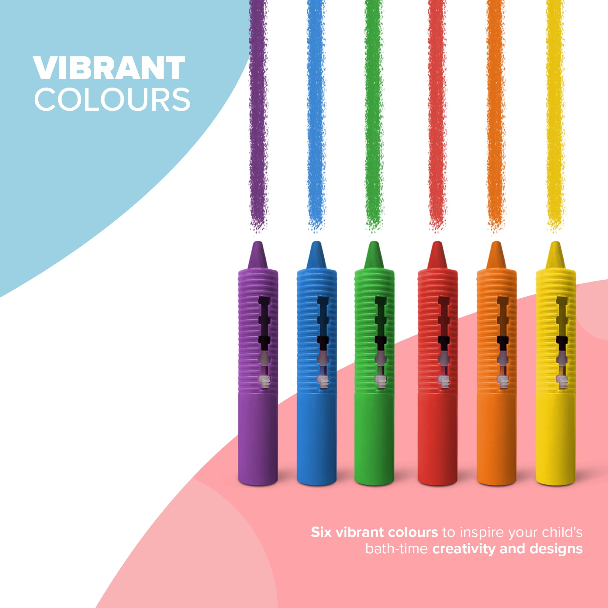 kidoola Baby Bath Crayons - 6 Pack Washable, Non-Toxic Crayon Pens for Toddlers 3+ 6