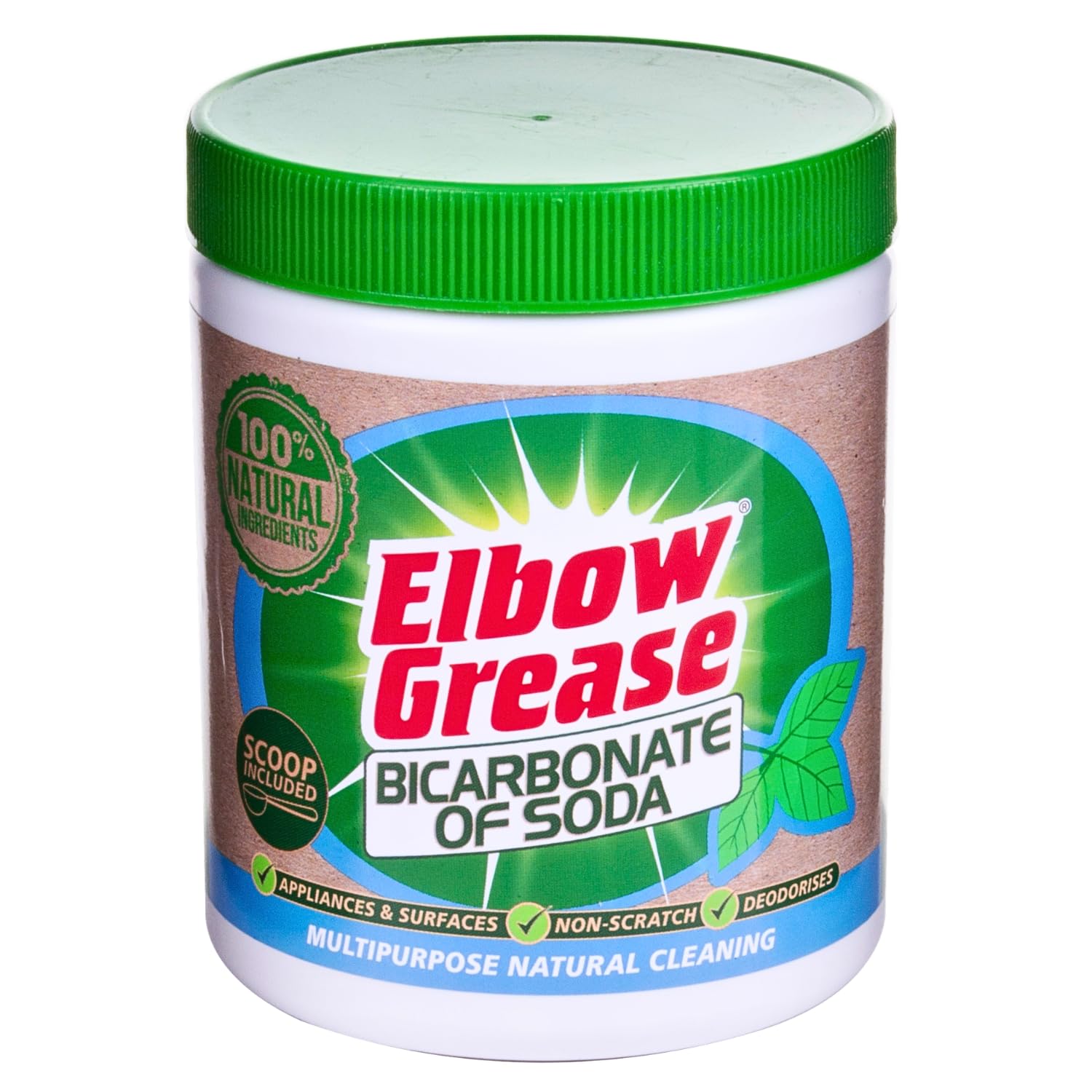 Elbow Grease Bicarbonate of Soda - 100% Natural Multipurpose Cleaner, Deodoriser & Degreaser | 500g Tub 1