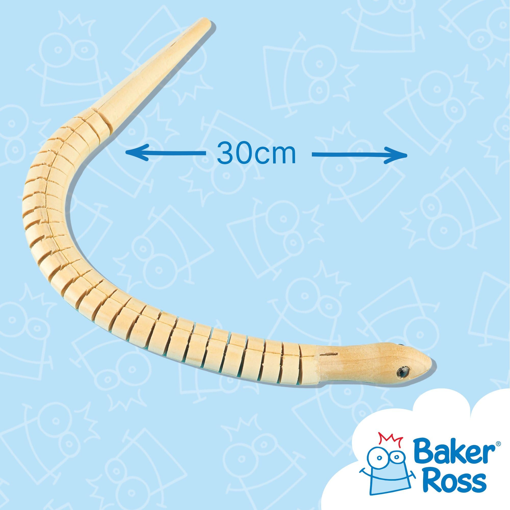 Baker Ross Wooden Sneaky Snakes (Pack of 3) - Craft Kit for Kids | Jointed Wood | 30cm Length 3