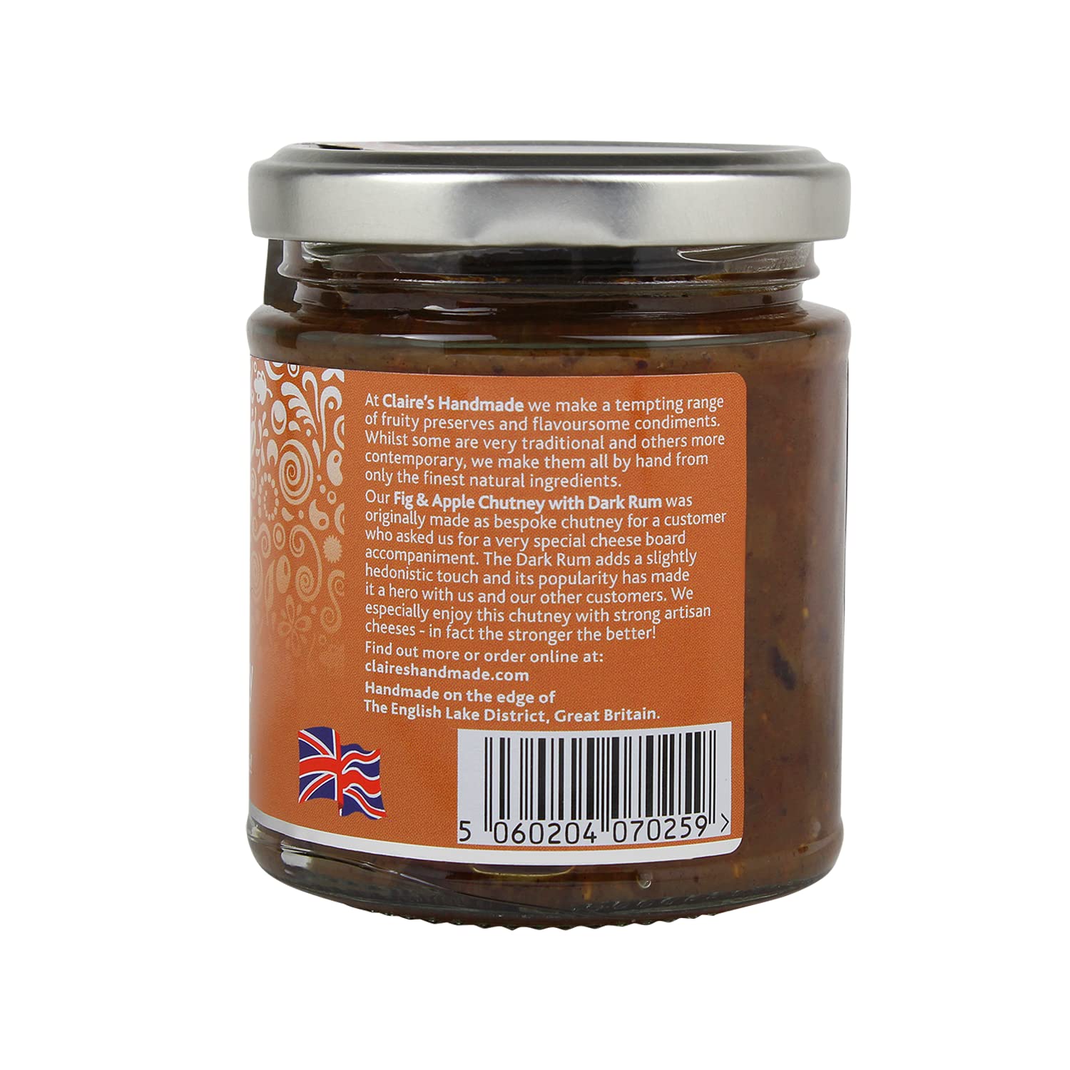Claire's Handmade Fig & Apple Chutney with Dark Rum - Vegetarian, Vegan, Great Taste Award Winner (200g) 2
