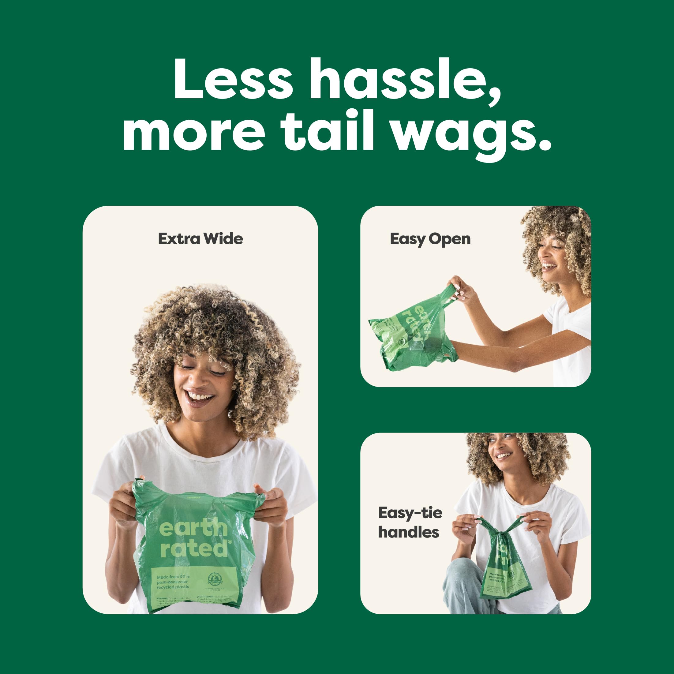 Earth Rated Dog Poo Bags with Handles Value Pack | 600 Count | Unscented Green Plastic