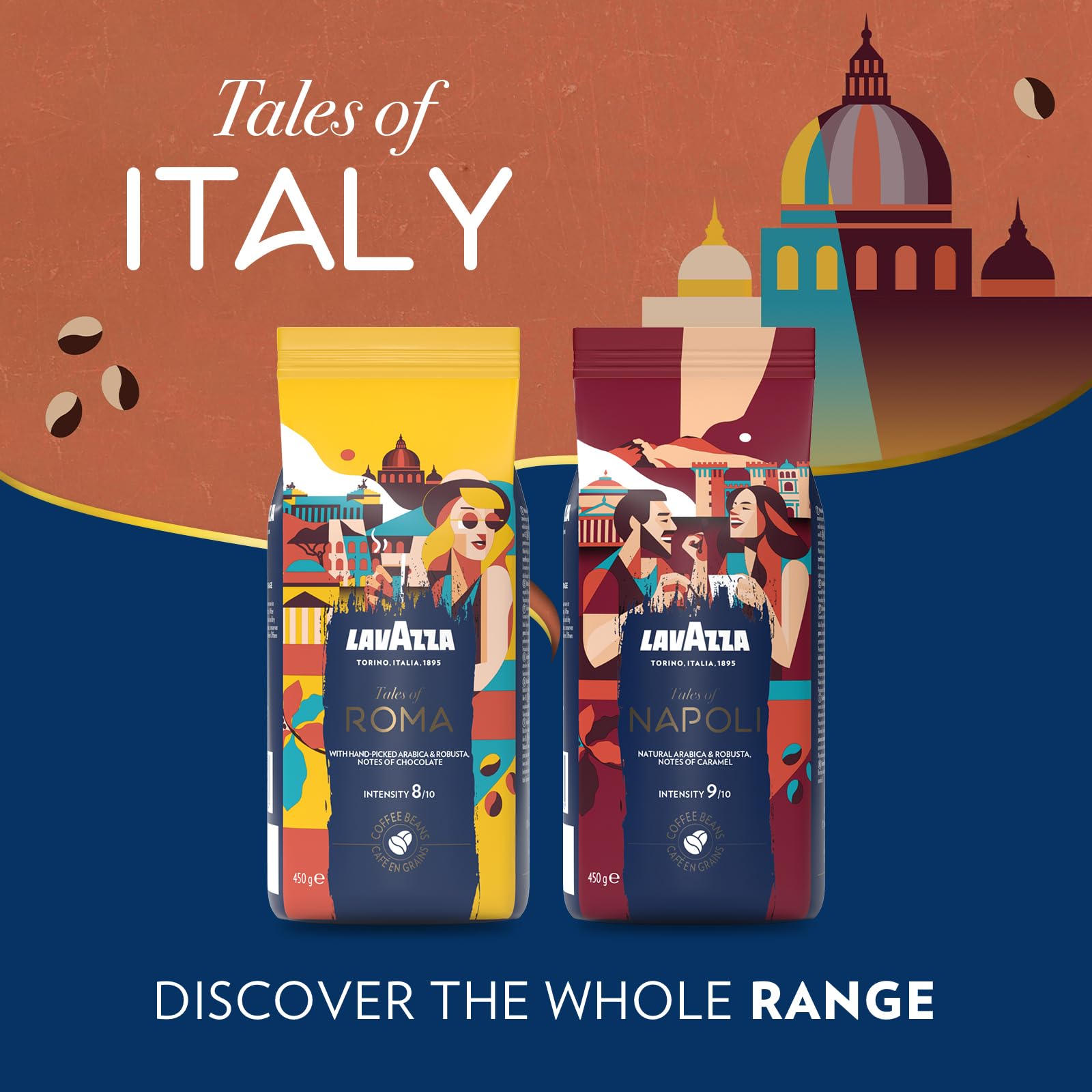 Lavazza Tales of Napoli Whole Coffee Beans - Intensity 9/10, Caramel & Toasted Cereal Notes, 450g 6