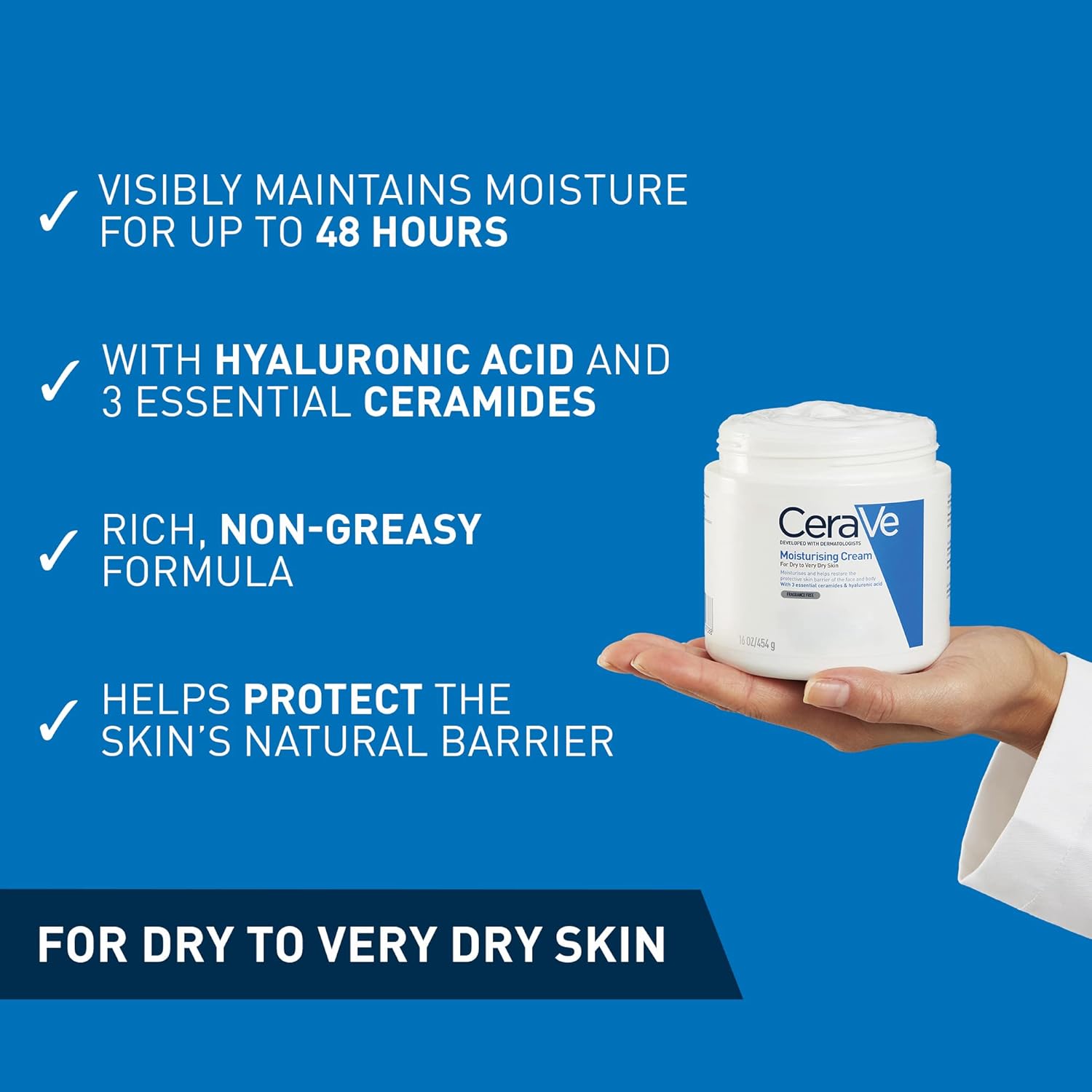 CeraVe Moisturising Cream for Dry to Very Dry Skin (454g) 5