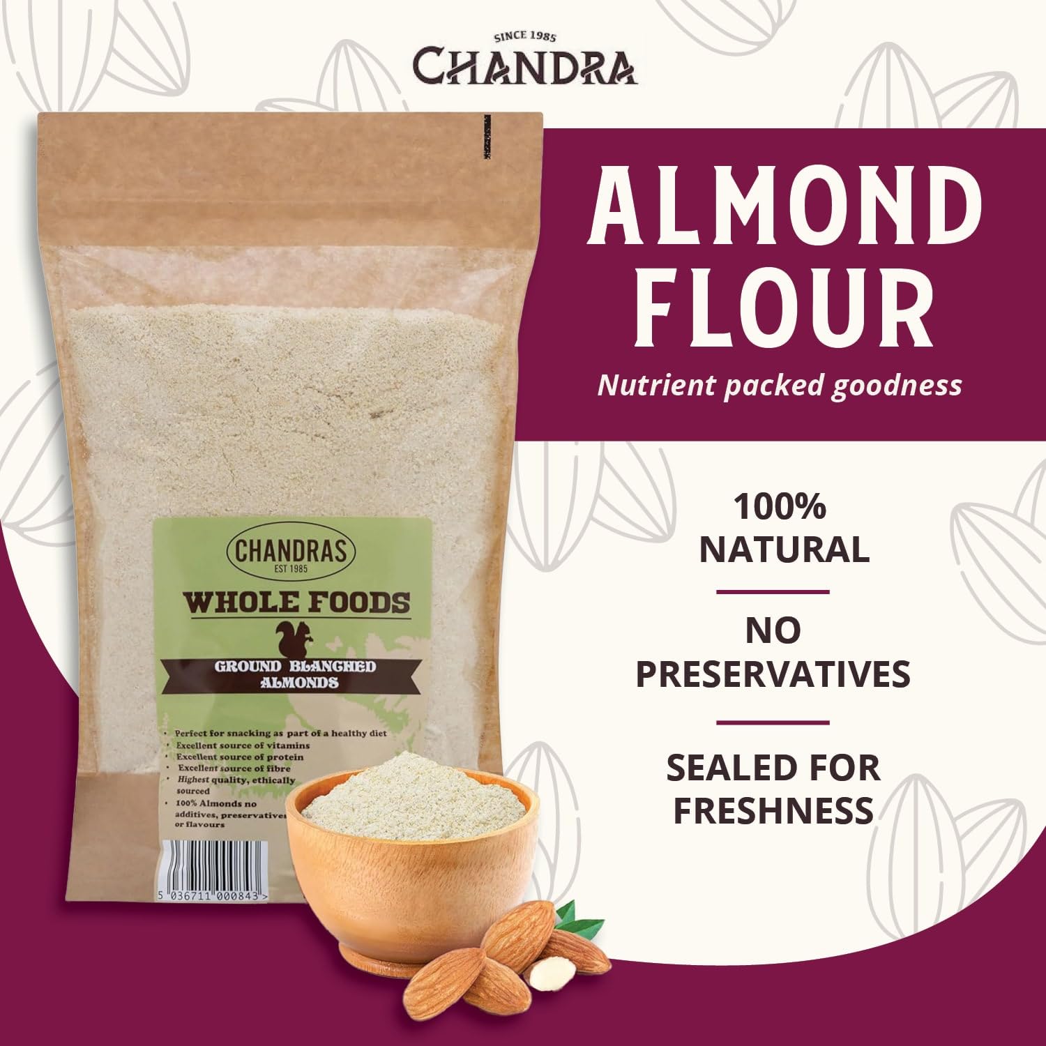 CHANDRA Ground Almond Flour - 1kg Bag | Gluten-Free, Keto & Paleo Friendly 2