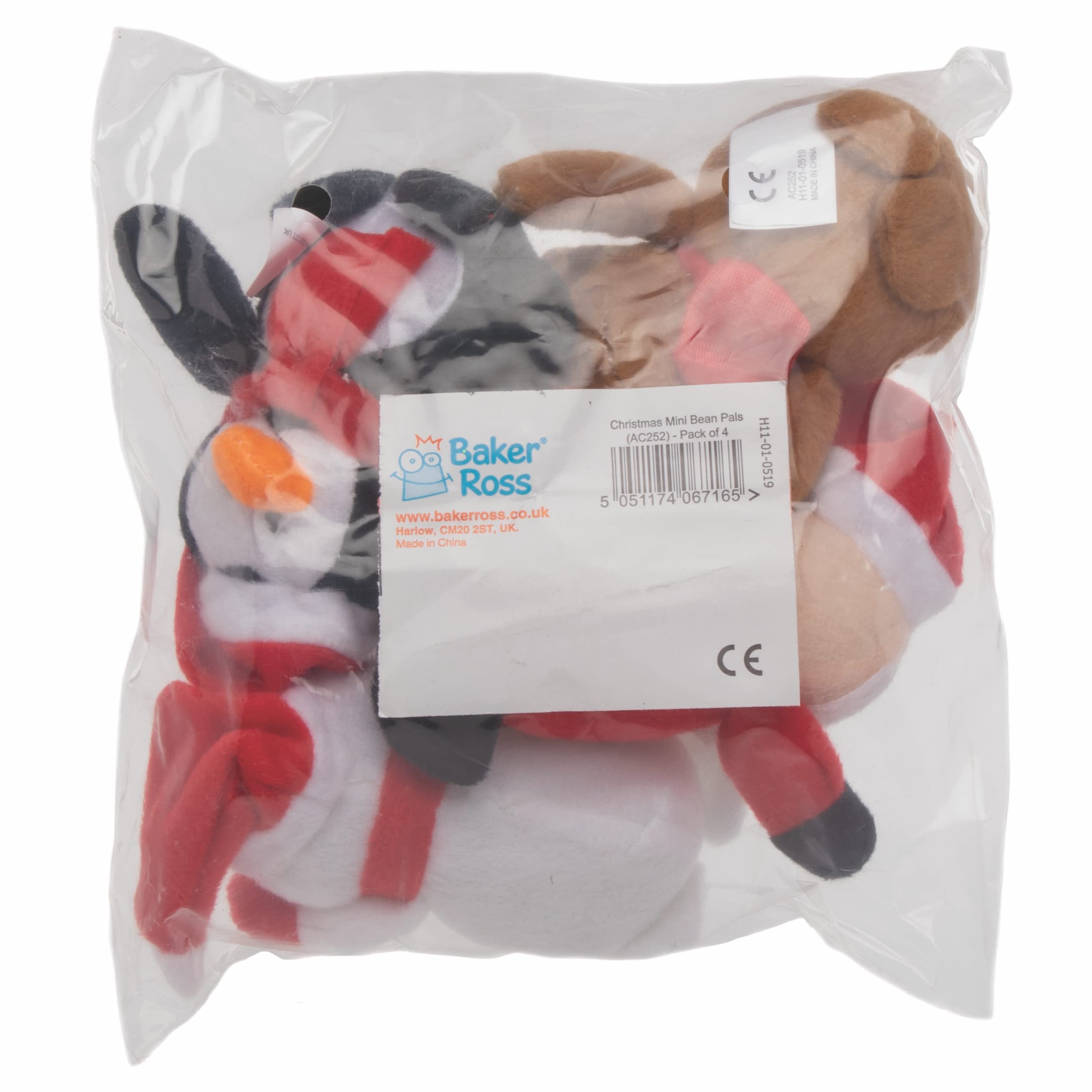 Baker Ross Christmas Bean Pals Cuddly Toys - 4 Assorted Plush Characters for Kids 11