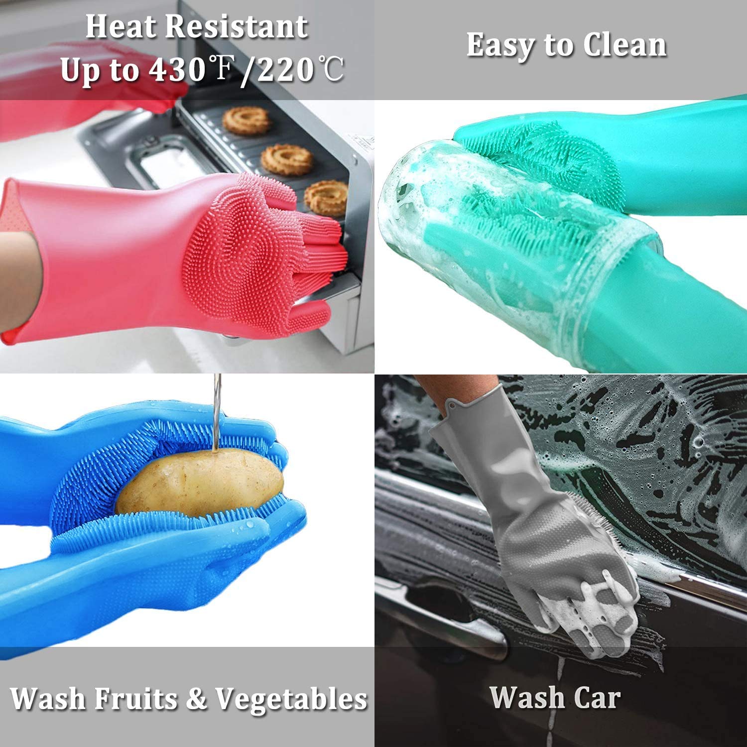 Taylor & Brown Reusable Silicone Cleaning Gloves - Food Grade, Heat Resistant up to 160°C | Blue 6