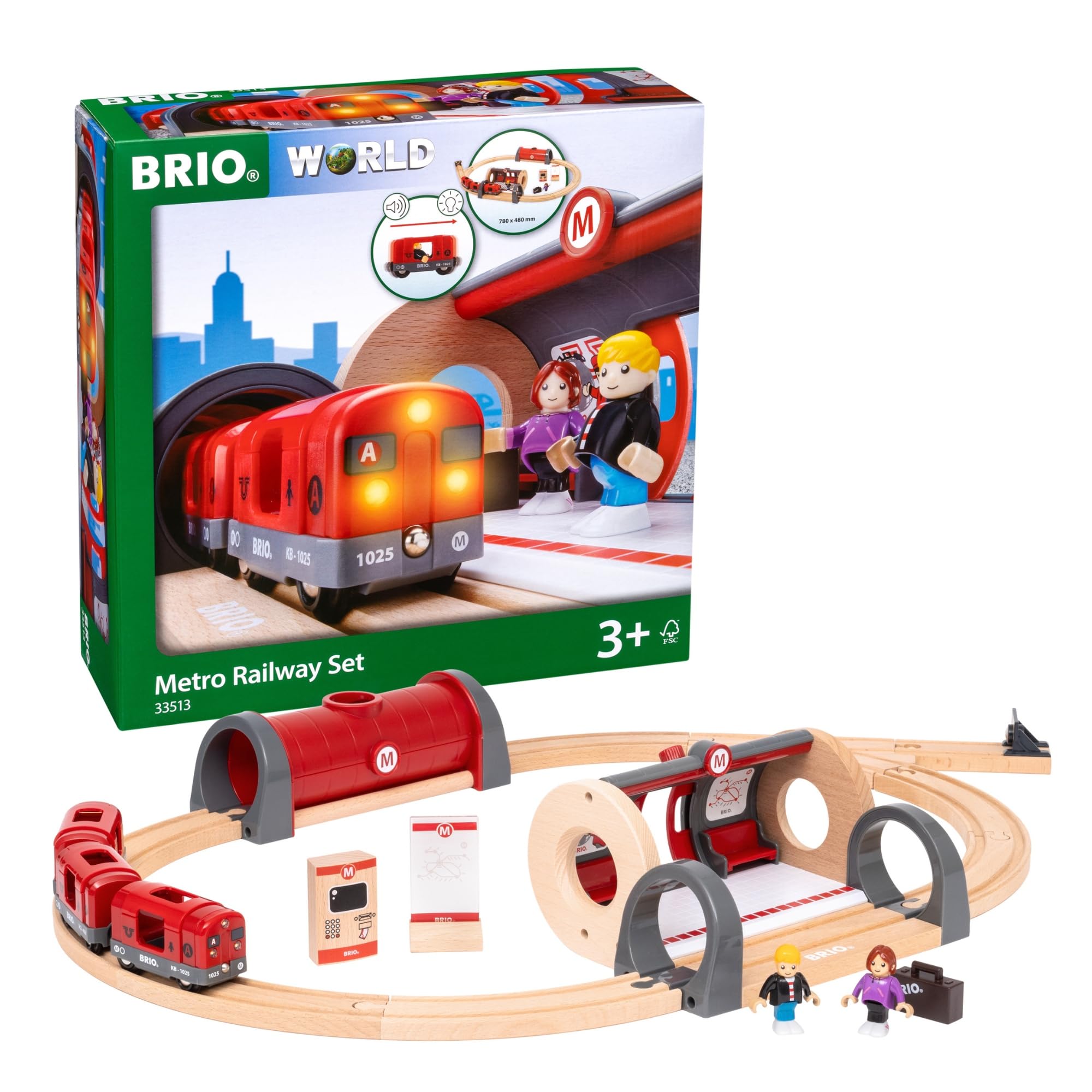 BRIO World Metro Train Set - Wooden Railway Playset for Kids 3 Years Up 14